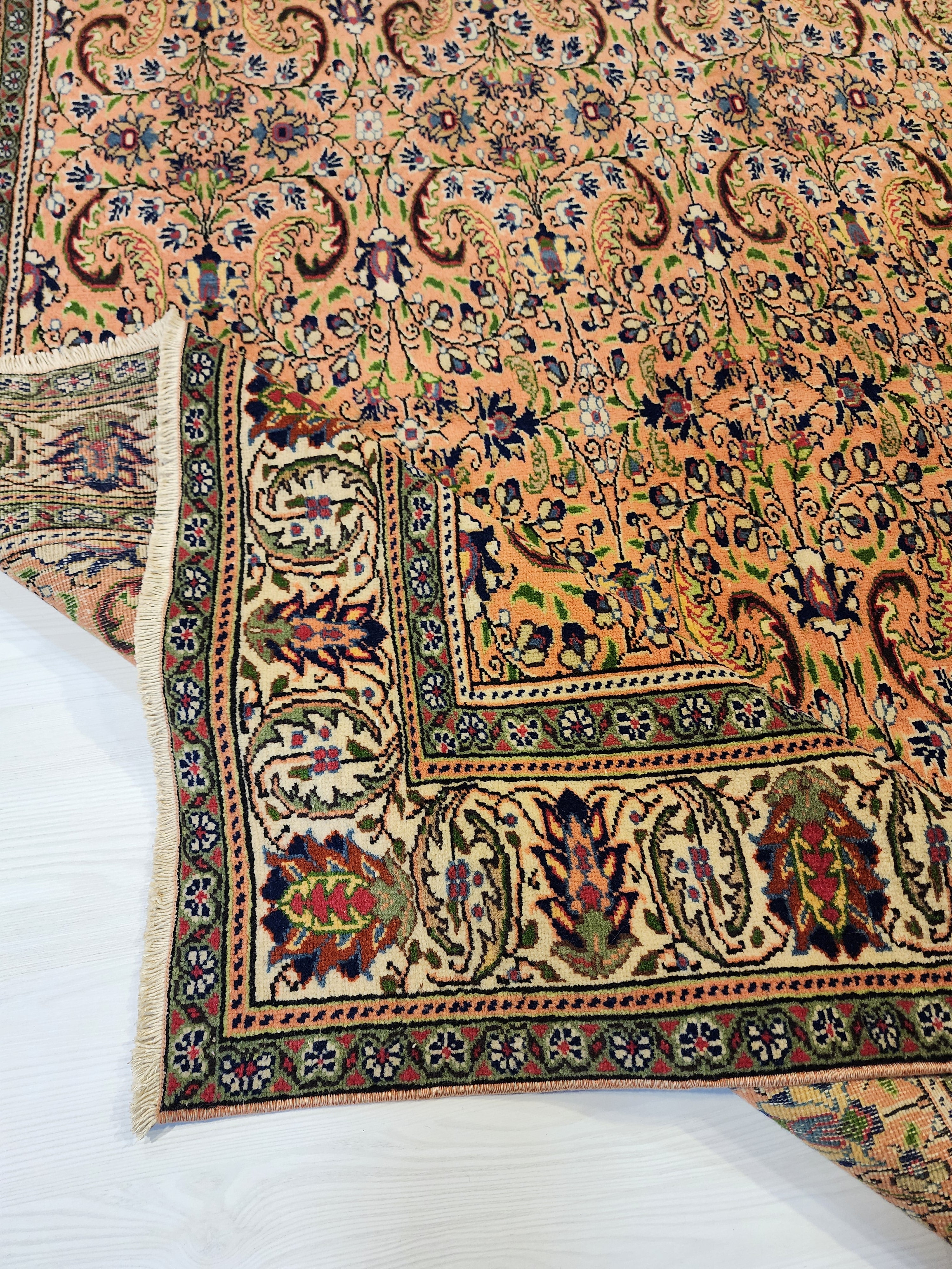 Vintage Kayseri Turkish Rug: 6'3'' x 9'9'' Handmade Wool Oriental Rug