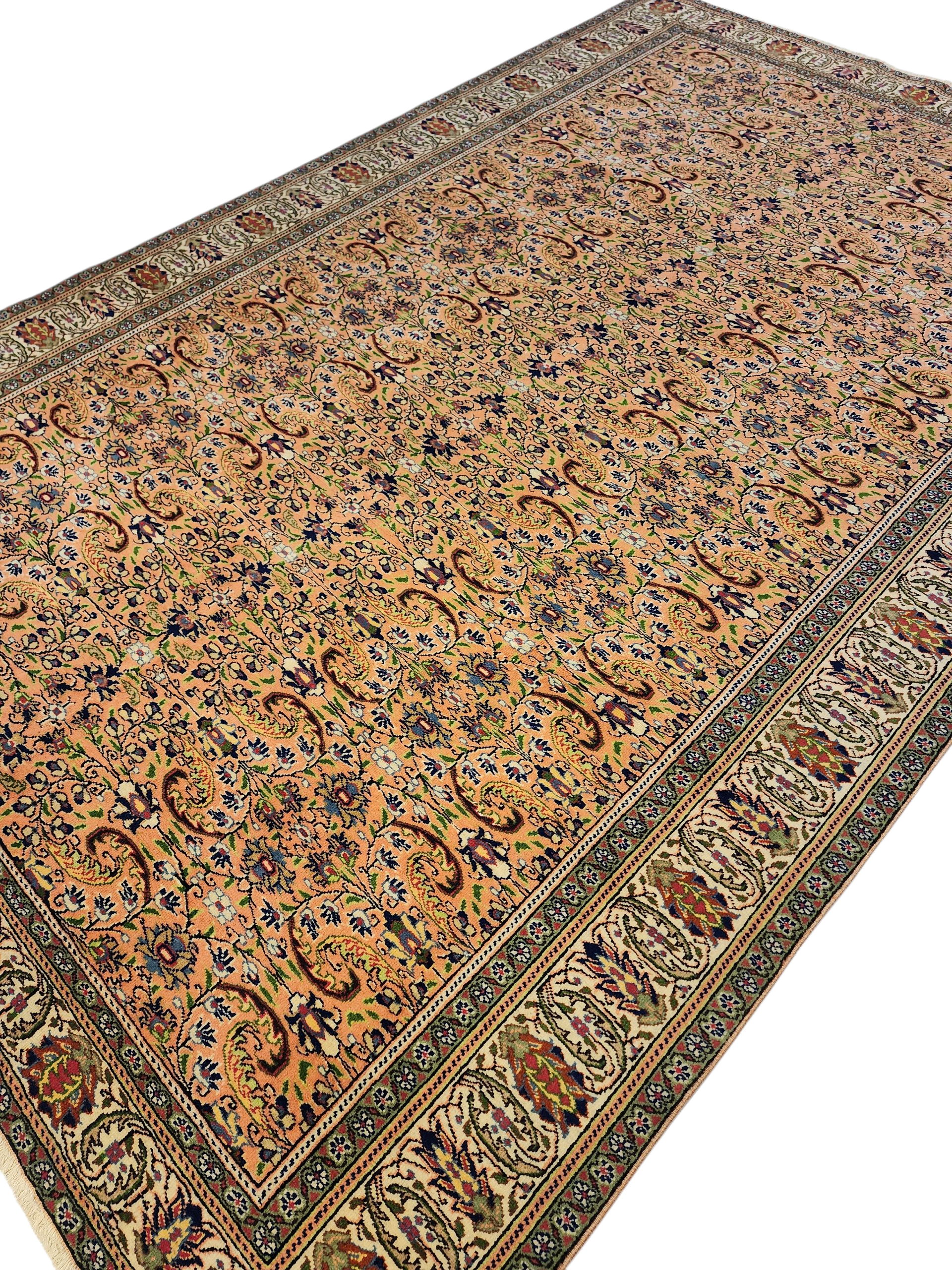 Vintage Kayseri Turkish Rug: 6'3'' x 9'9'' Handmade Wool Oriental Rug