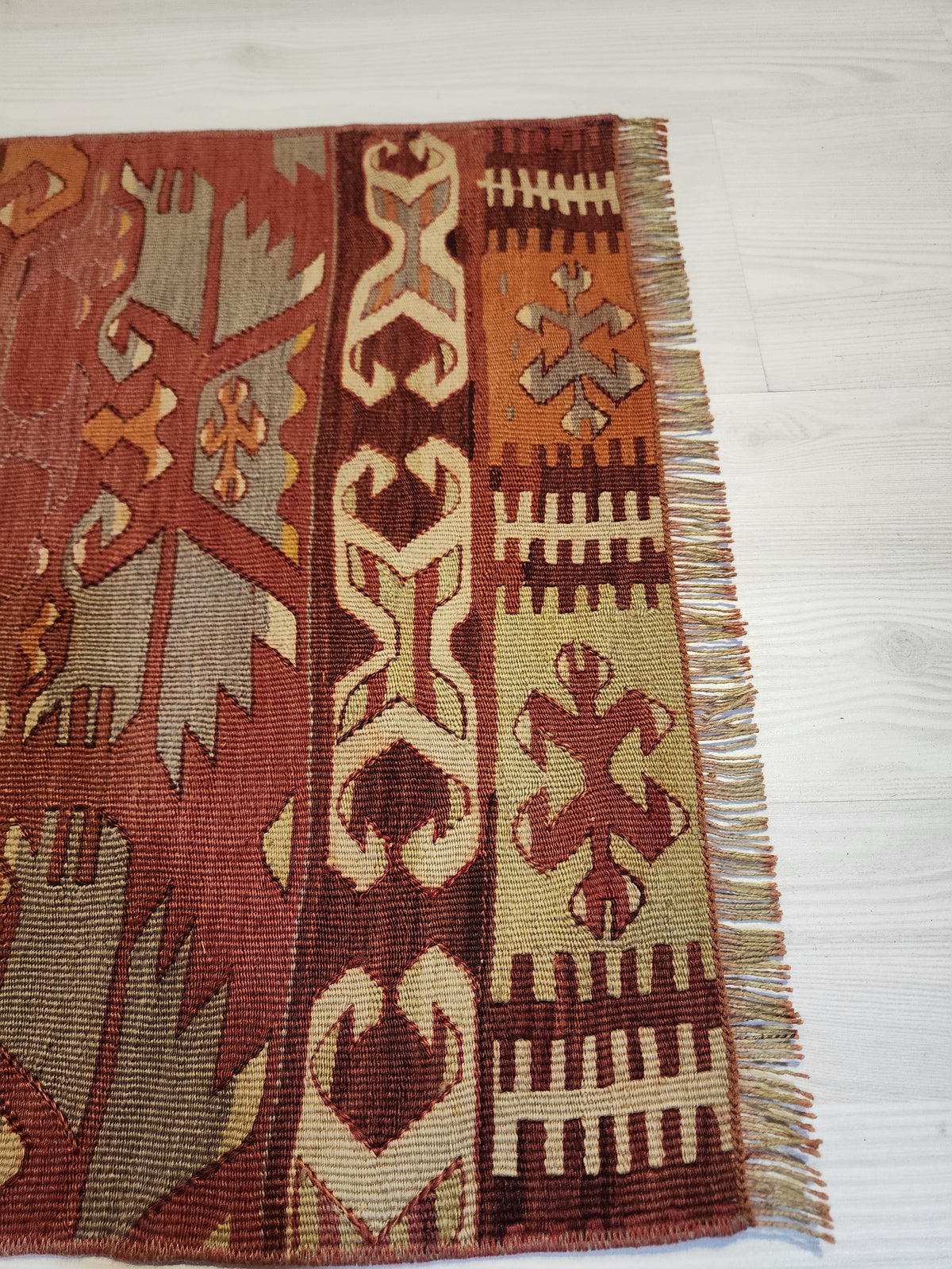 Authentic Vintage Afyon Kilim Runner – Handwoven Wool Tribal Anatolian Flatweave (53cm x 122cm)