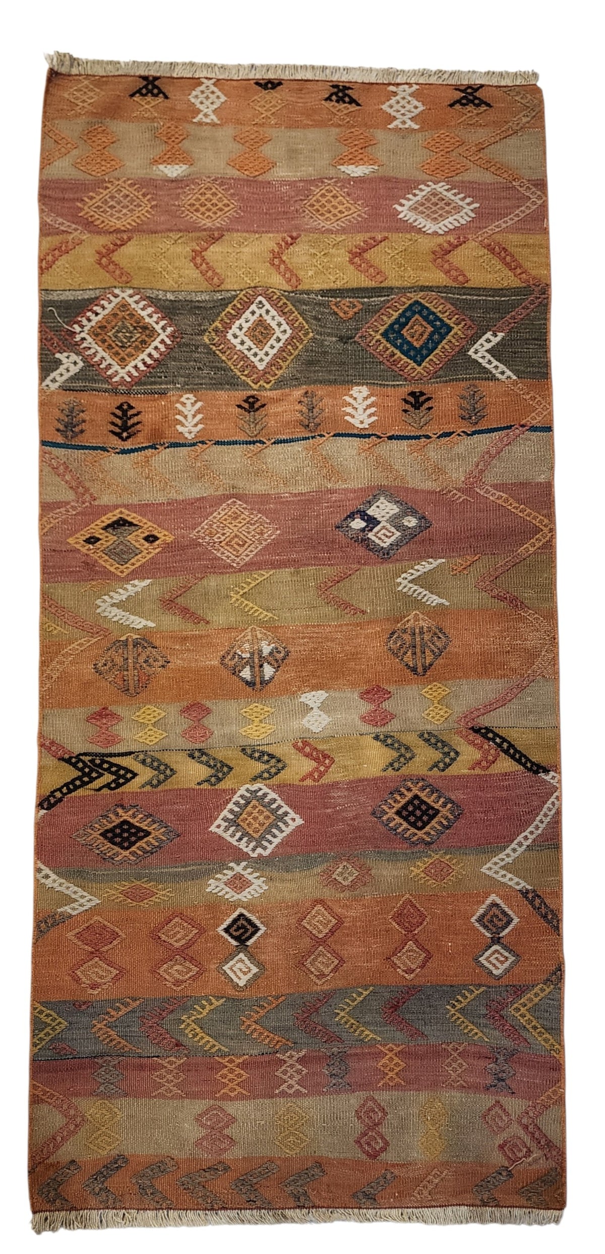 Ambrosia — Vintage Anatolian Cicim Kilim – Handwoven Wool Accent Rug (71x168cm)