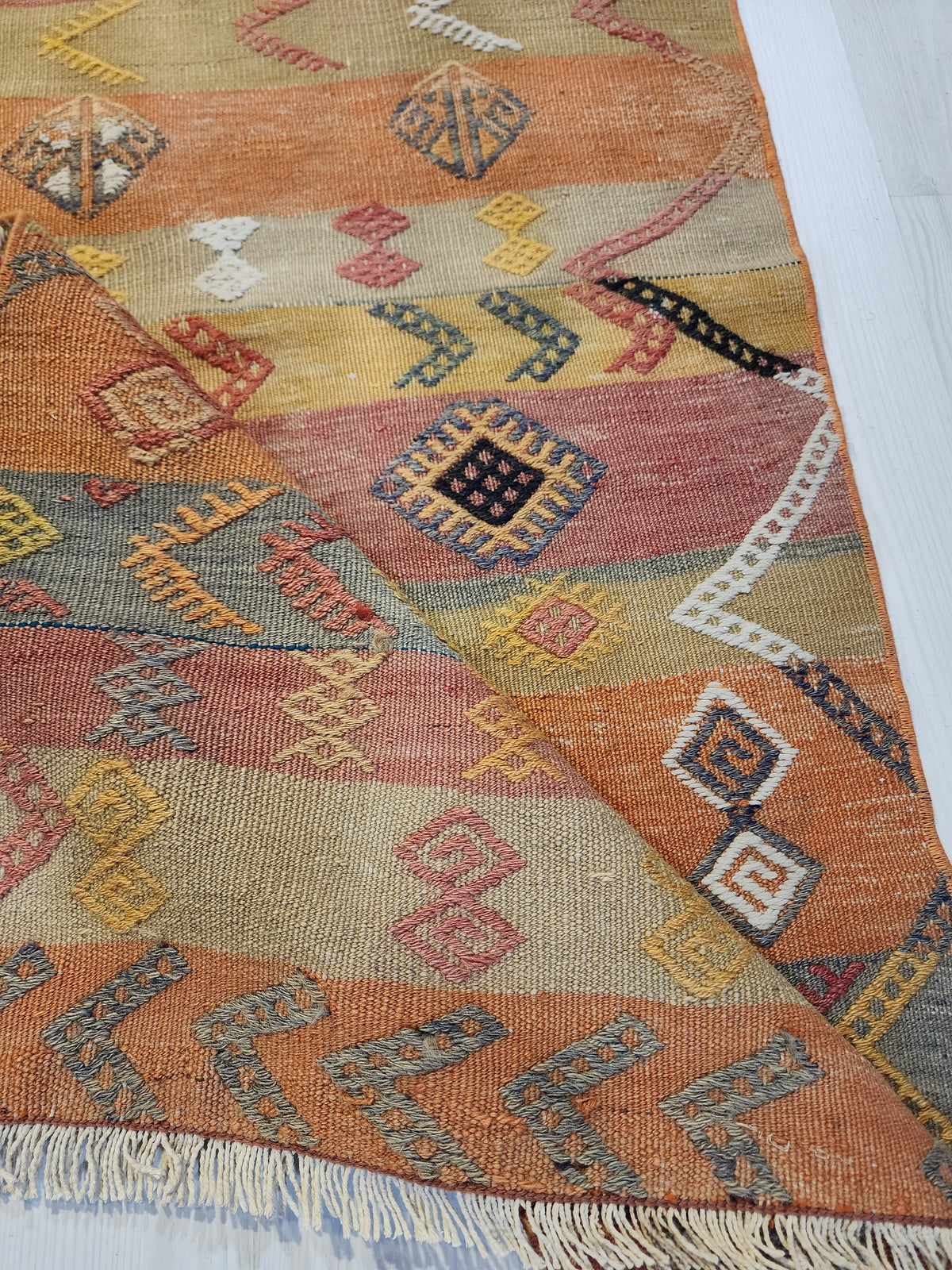 Ambrosia — Vintage Anatolian Cicim Kilim – Handwoven Wool Accent Rug (71x168cm)
