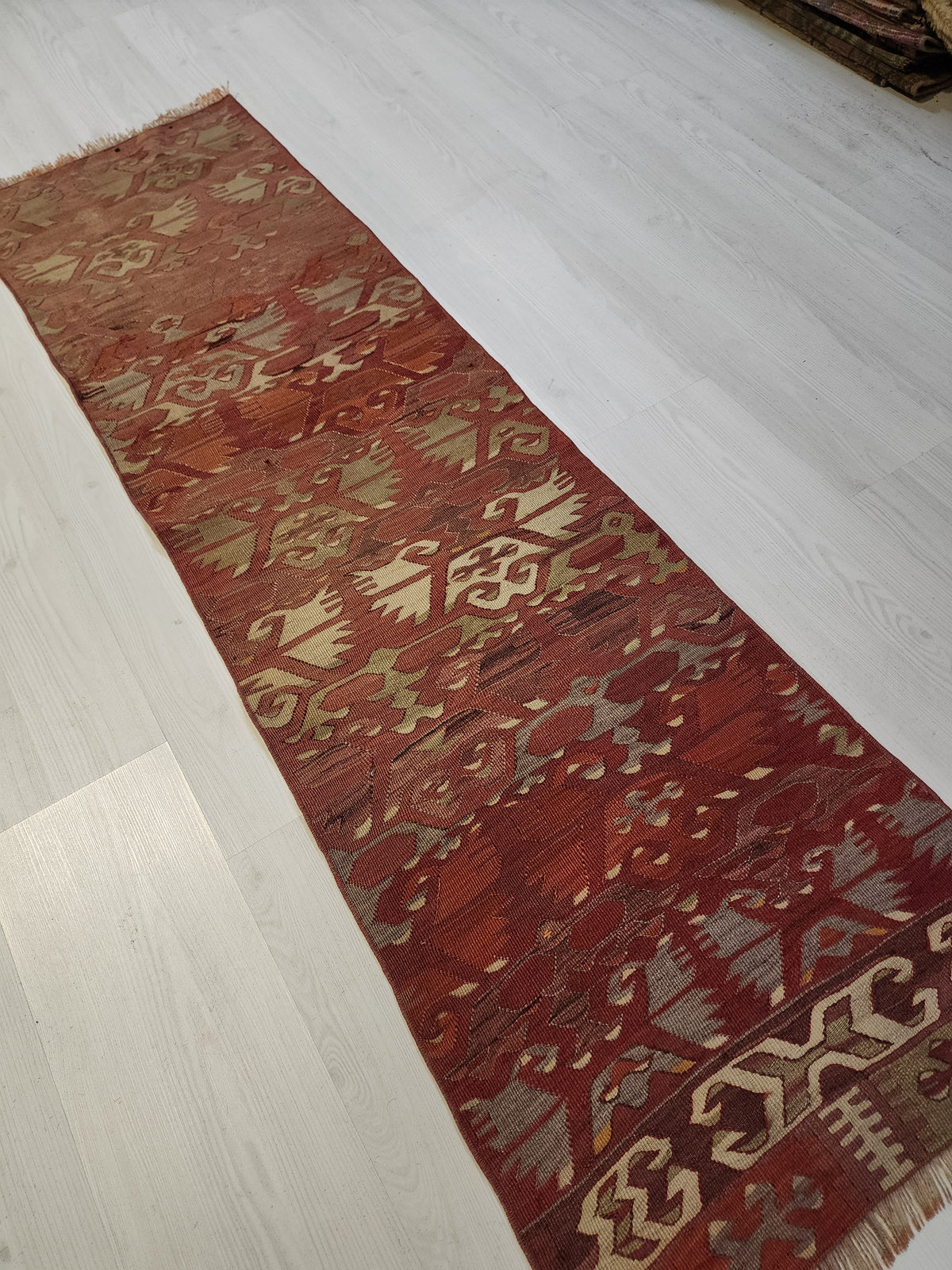Aristoniki — Authentic Vintage Afyon Kilim Runner – Handwoven Wool Tribal Anatolian Flatweave (53cm x 170cm)