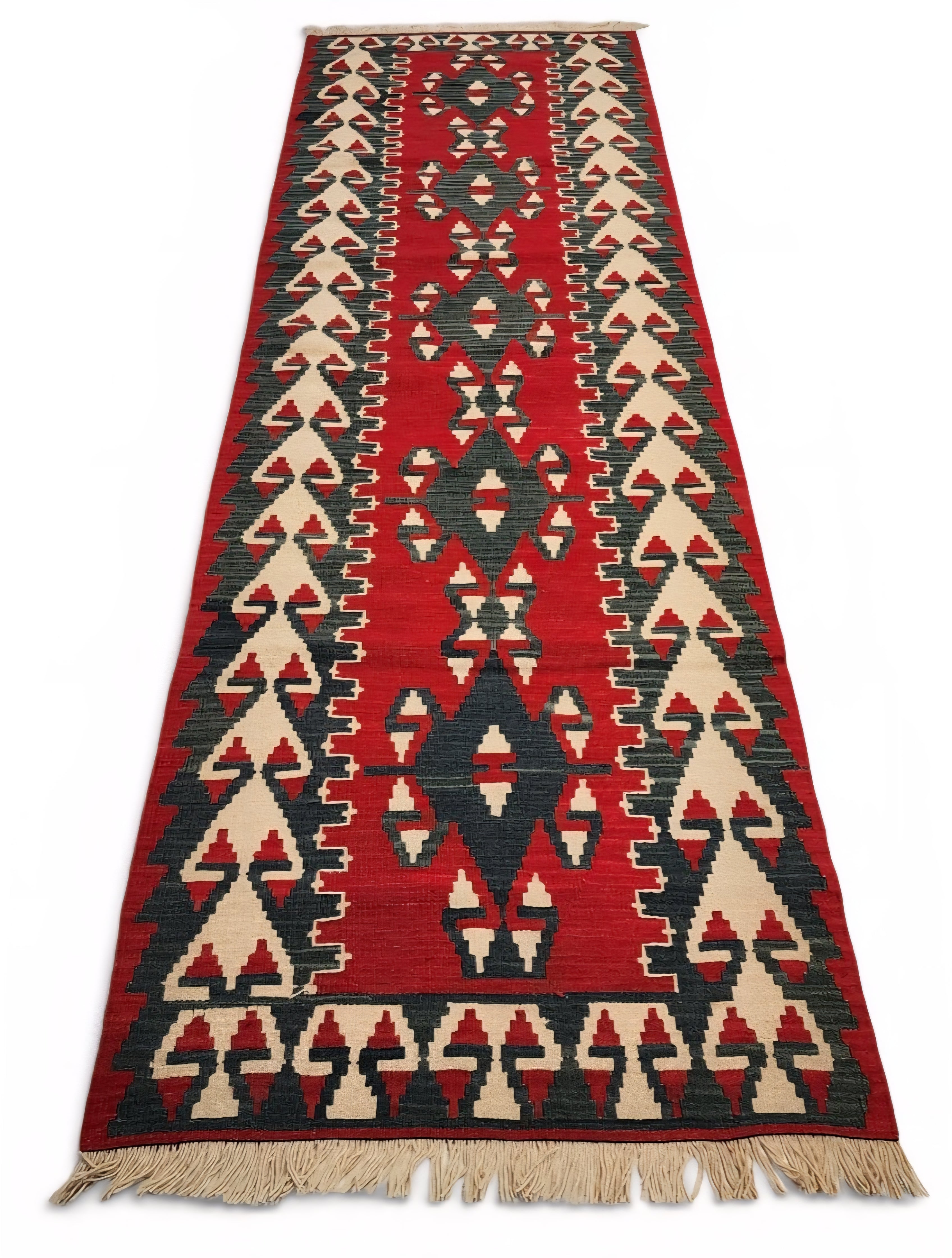 Polyhymnia — Handwoven Turkish Kilim Runner: Boho Tribal Rug, 8'9" x 2'9"