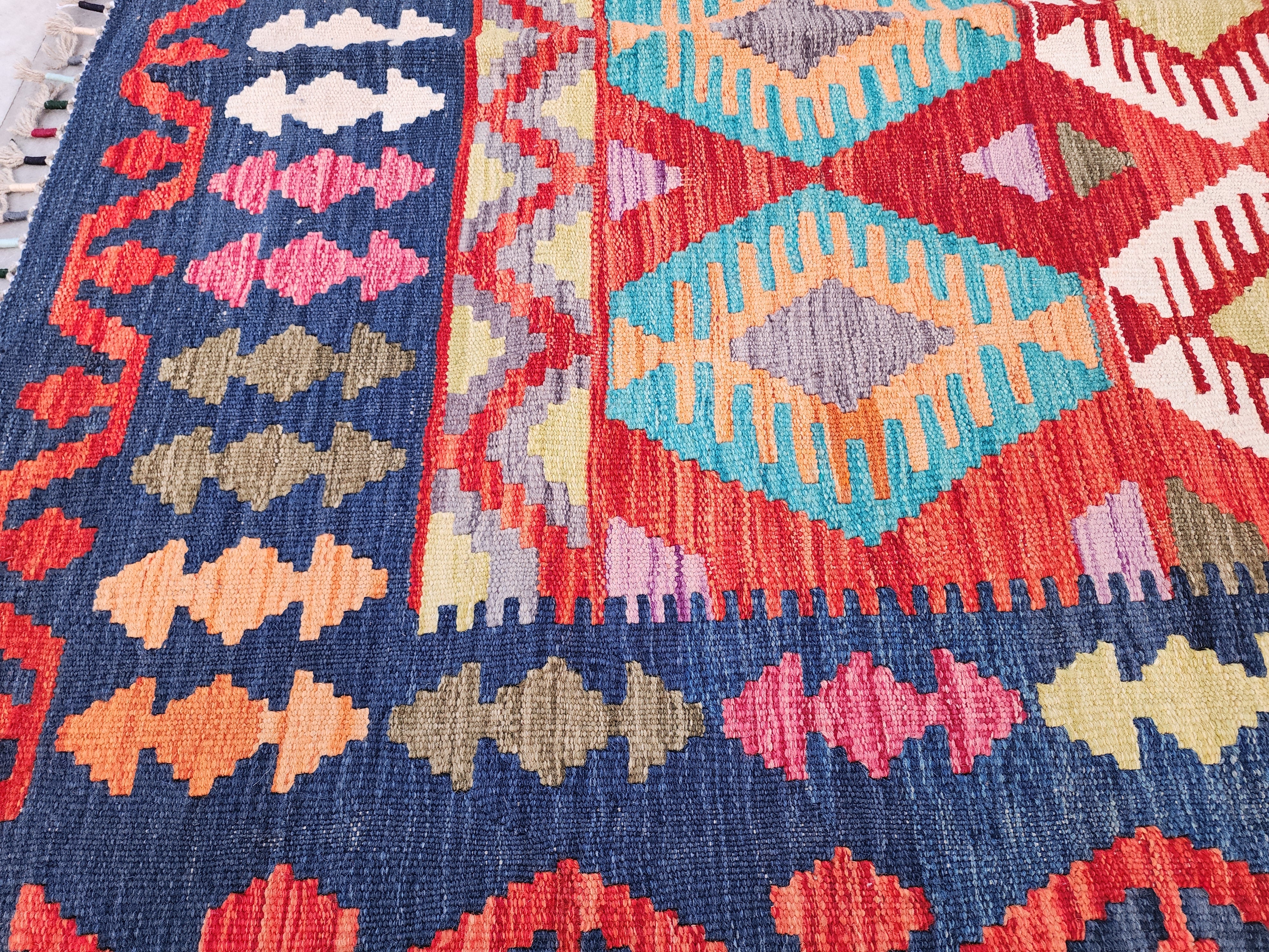Dingirmah — Handmade Turkish Kilim Rug: Vintage Wool Anatolian Boho Decor 5x7