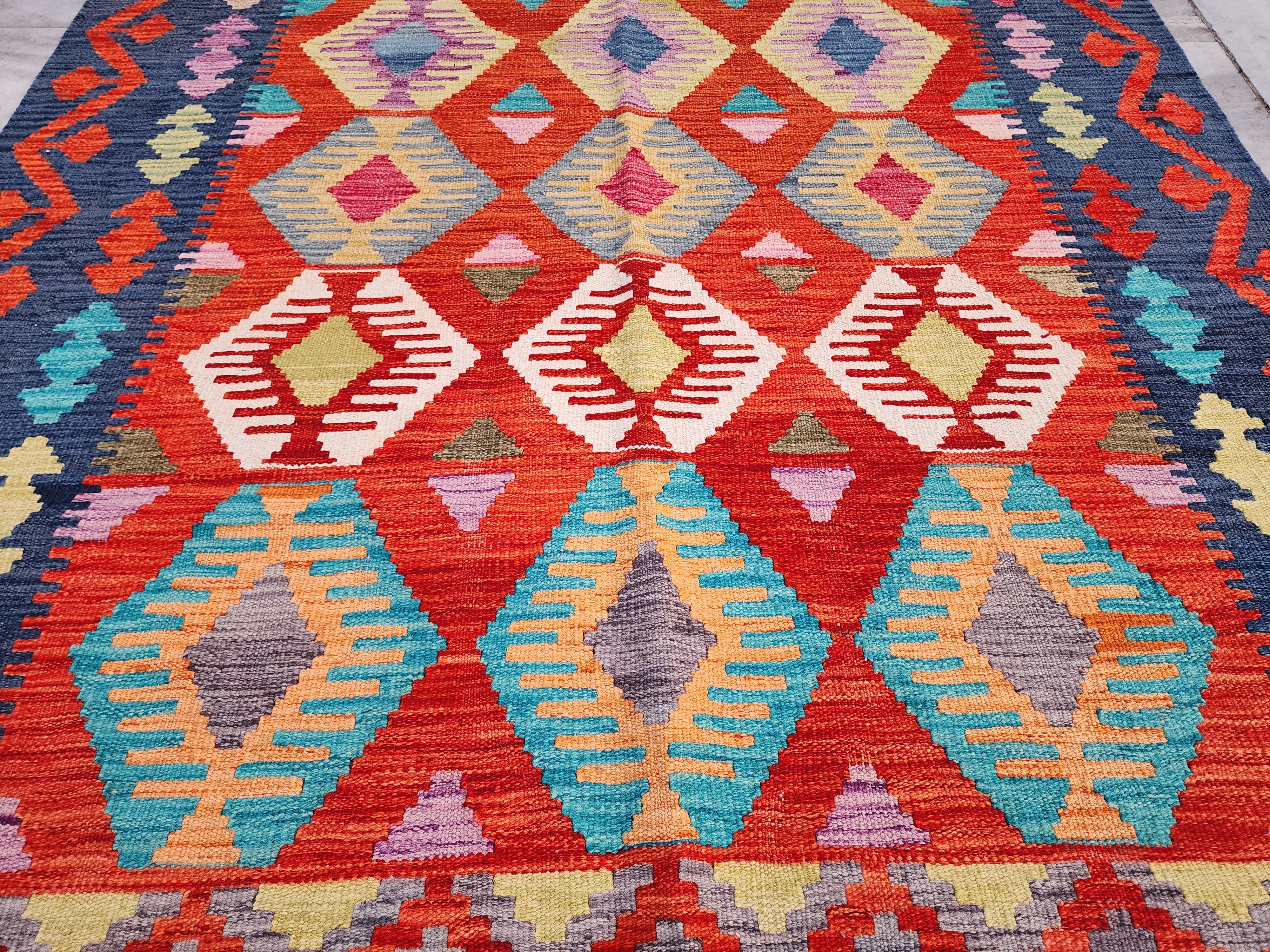 Dingirmah — Handmade Turkish Kilim Rug: Vintage Wool Anatolian Boho Decor 5x7