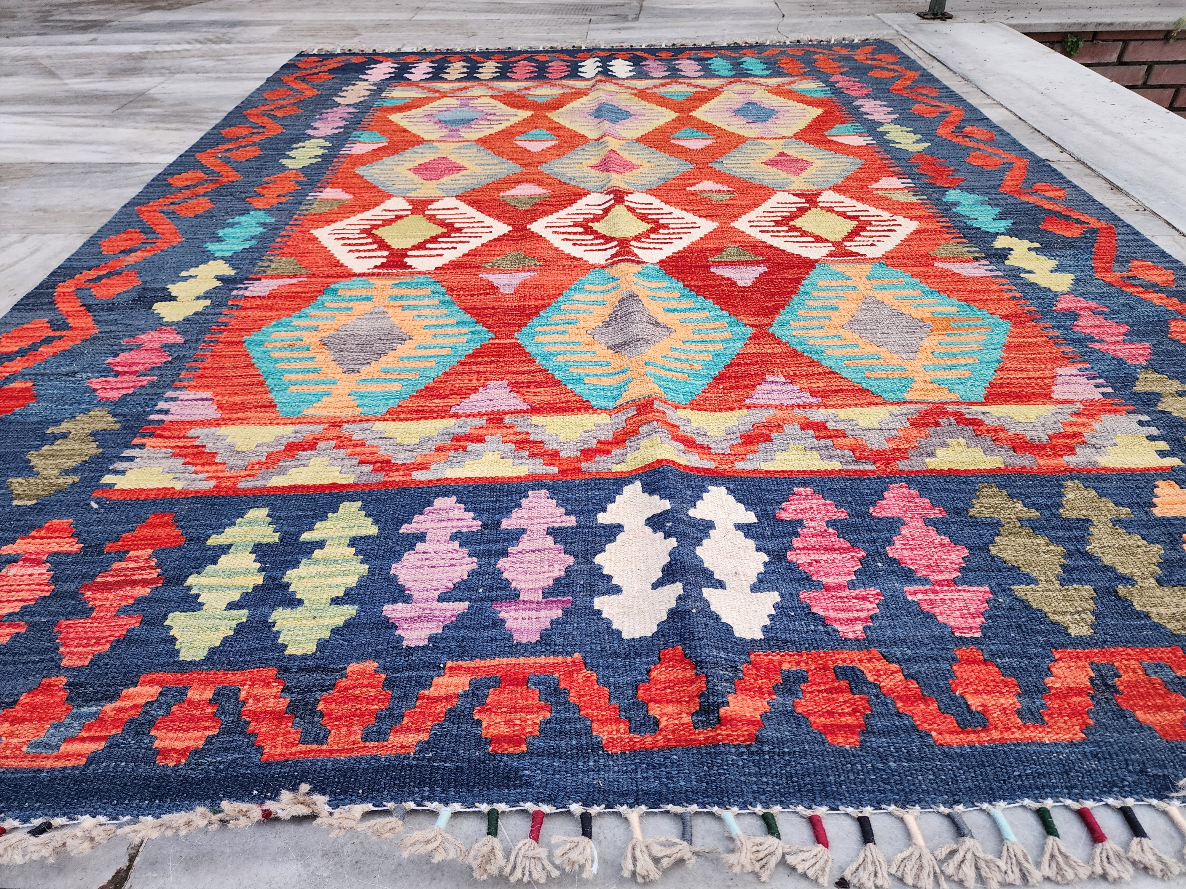 Dingirmah — Handmade Turkish Kilim Rug: Vintage Wool Anatolian Boho Decor 5x7