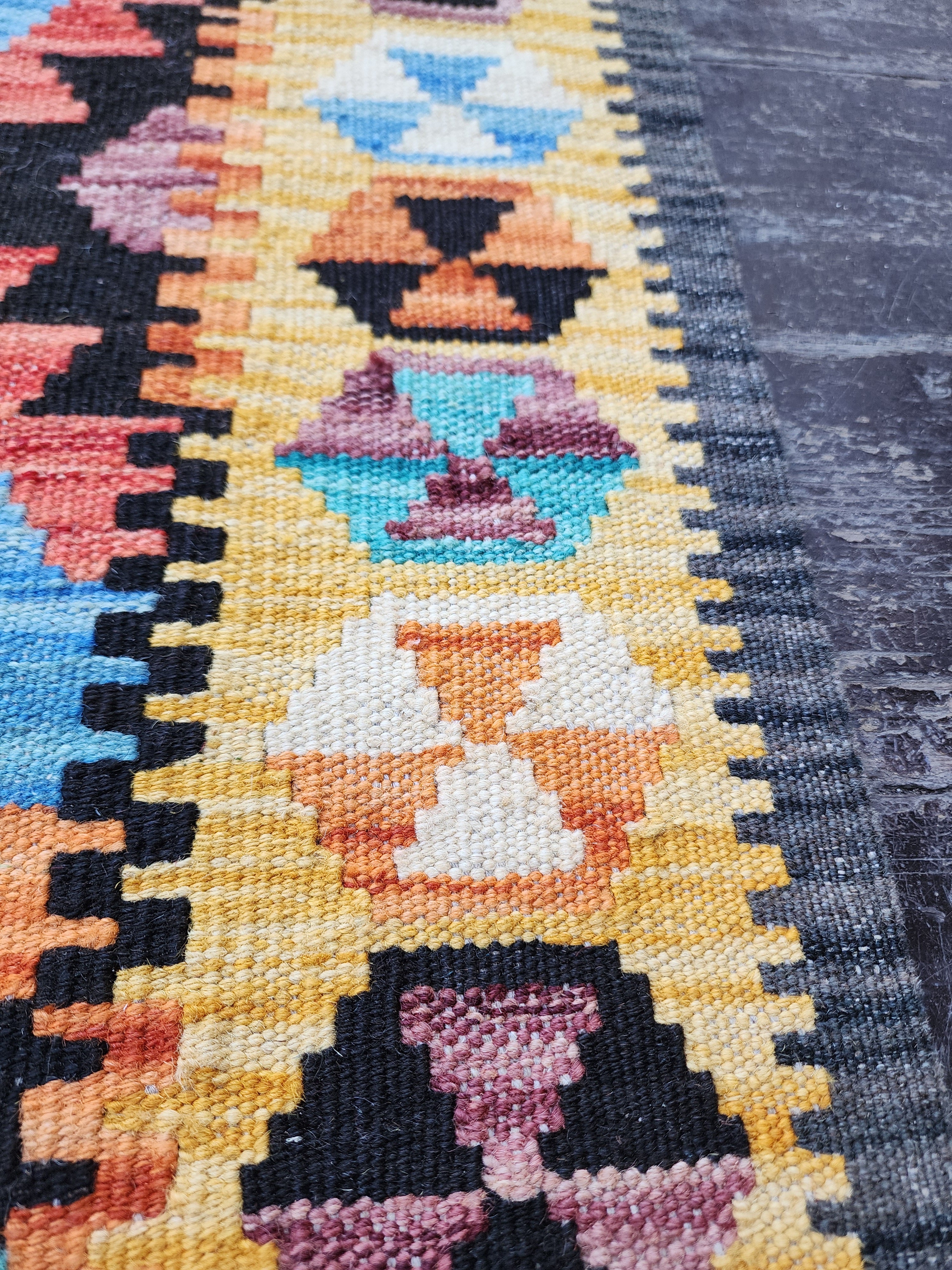 Alfombra Kilim pequeña, 2 pies 2 pulgadas x 3 pies, alfombra Kilim amarilla, azul y naranja