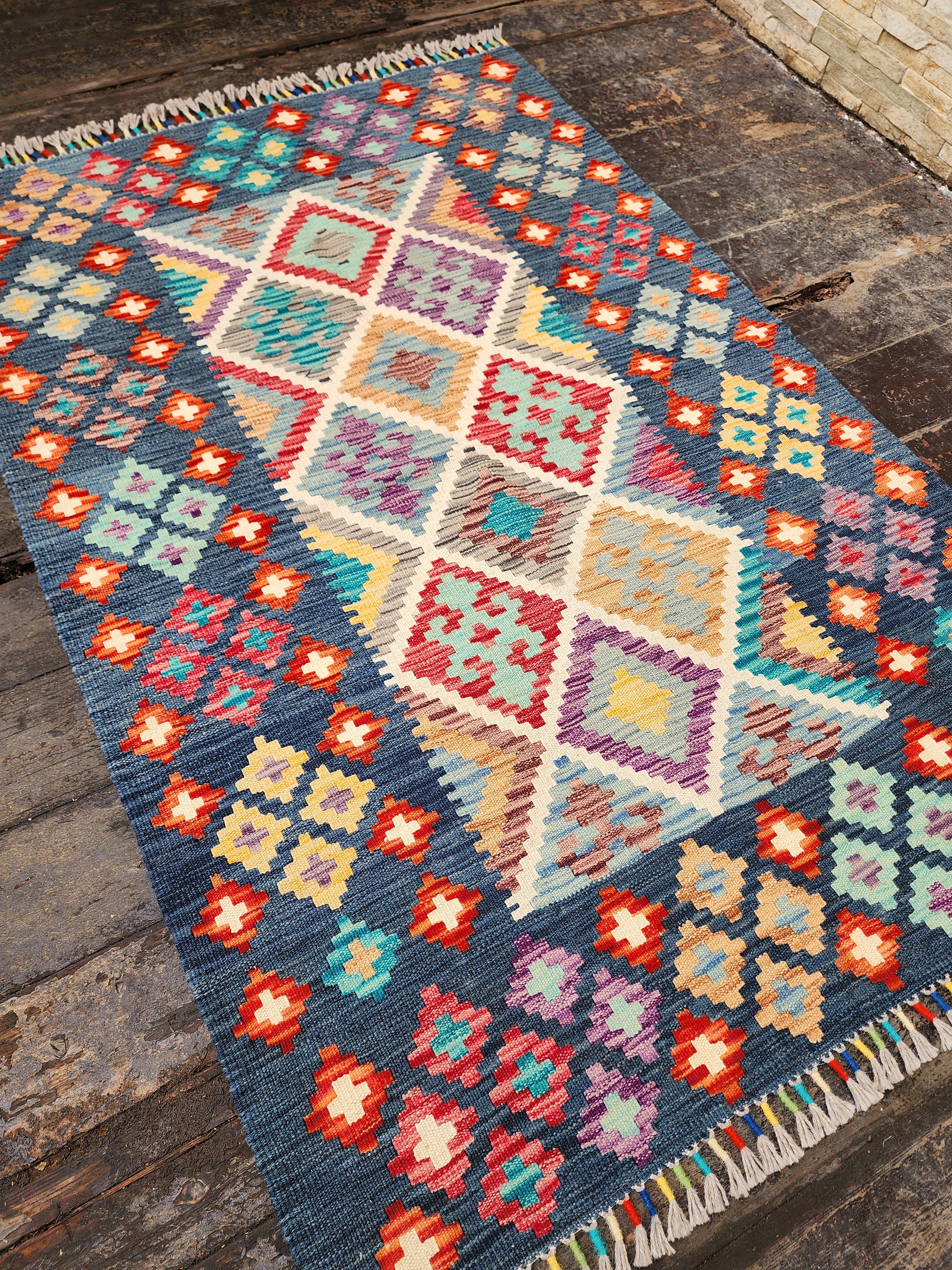 New Hand-Woven Kilim Rug