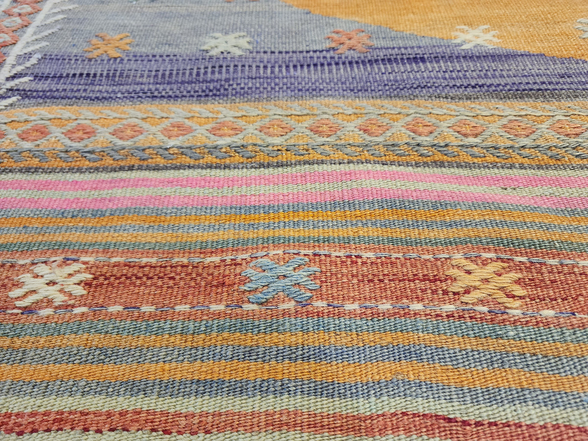 Vintage Fethiye Kilim Rug, Tahtacı Tribal Flatweave, Natural Dye Wool Area Rug