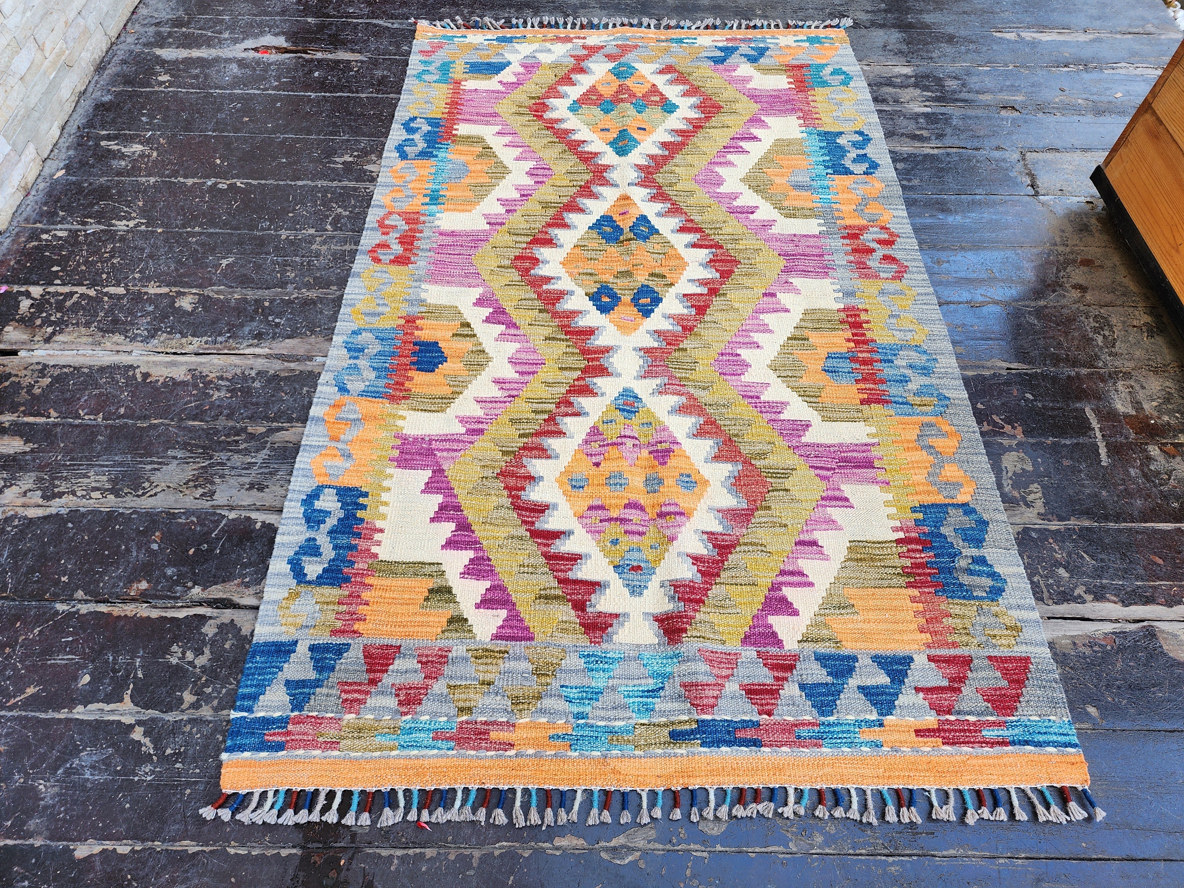 vintage Anatolian Wool Small Rug — back view