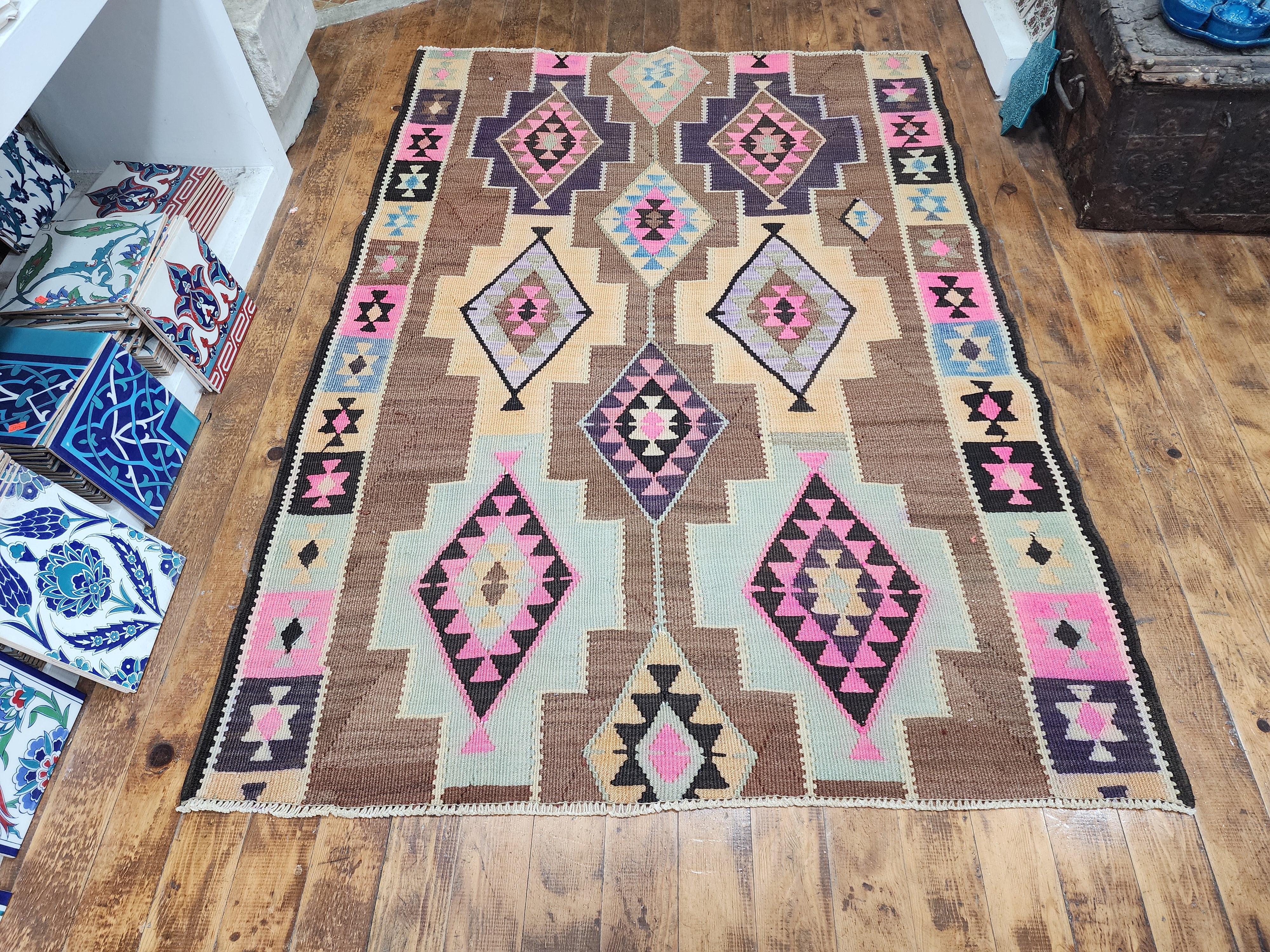 Turkish Kars Kilim Rug, 3'9''x5'4''