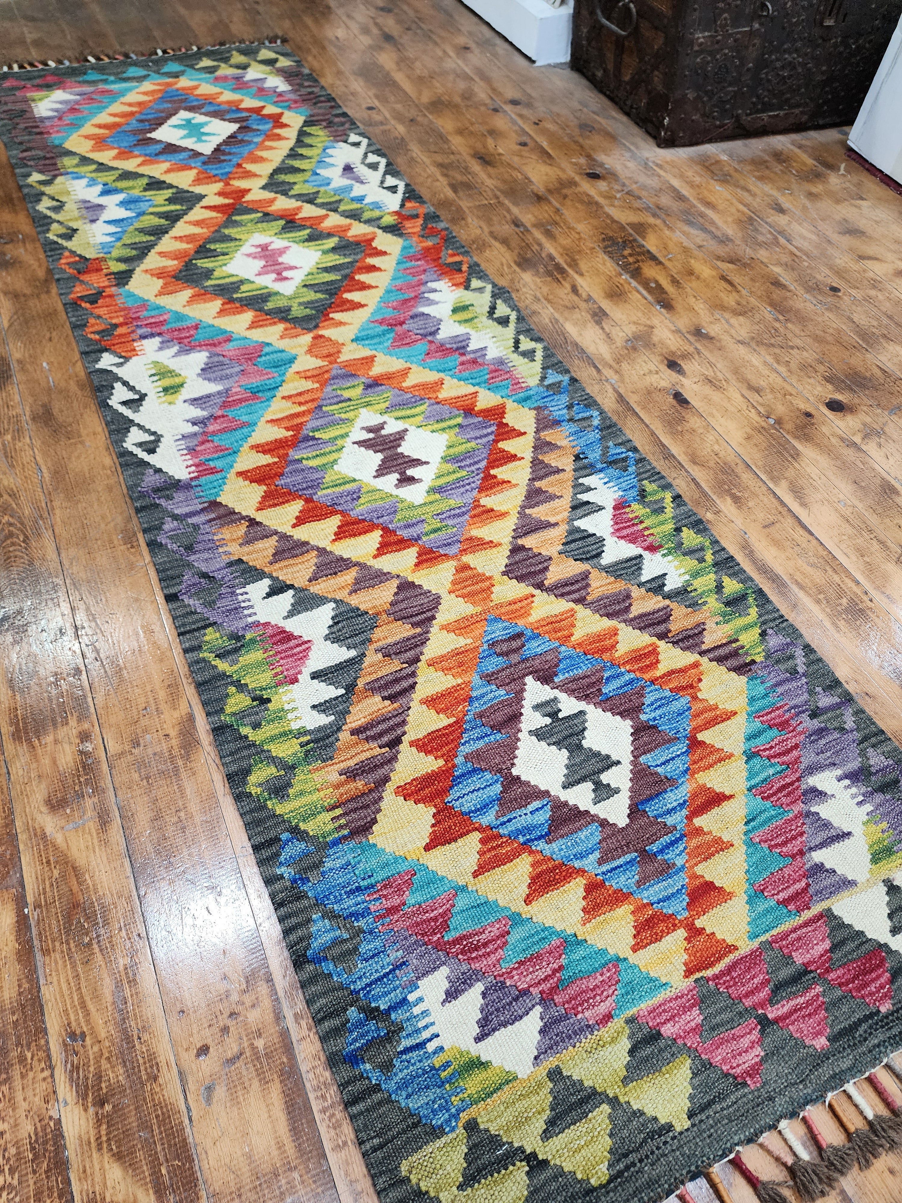 Vintage Kilim, Turkish Kilim, Runner popular Kilim, Home Decor Kilim, 29x84 inches Rainbow Kilim, Tribal Kilim, Hallway Kilim