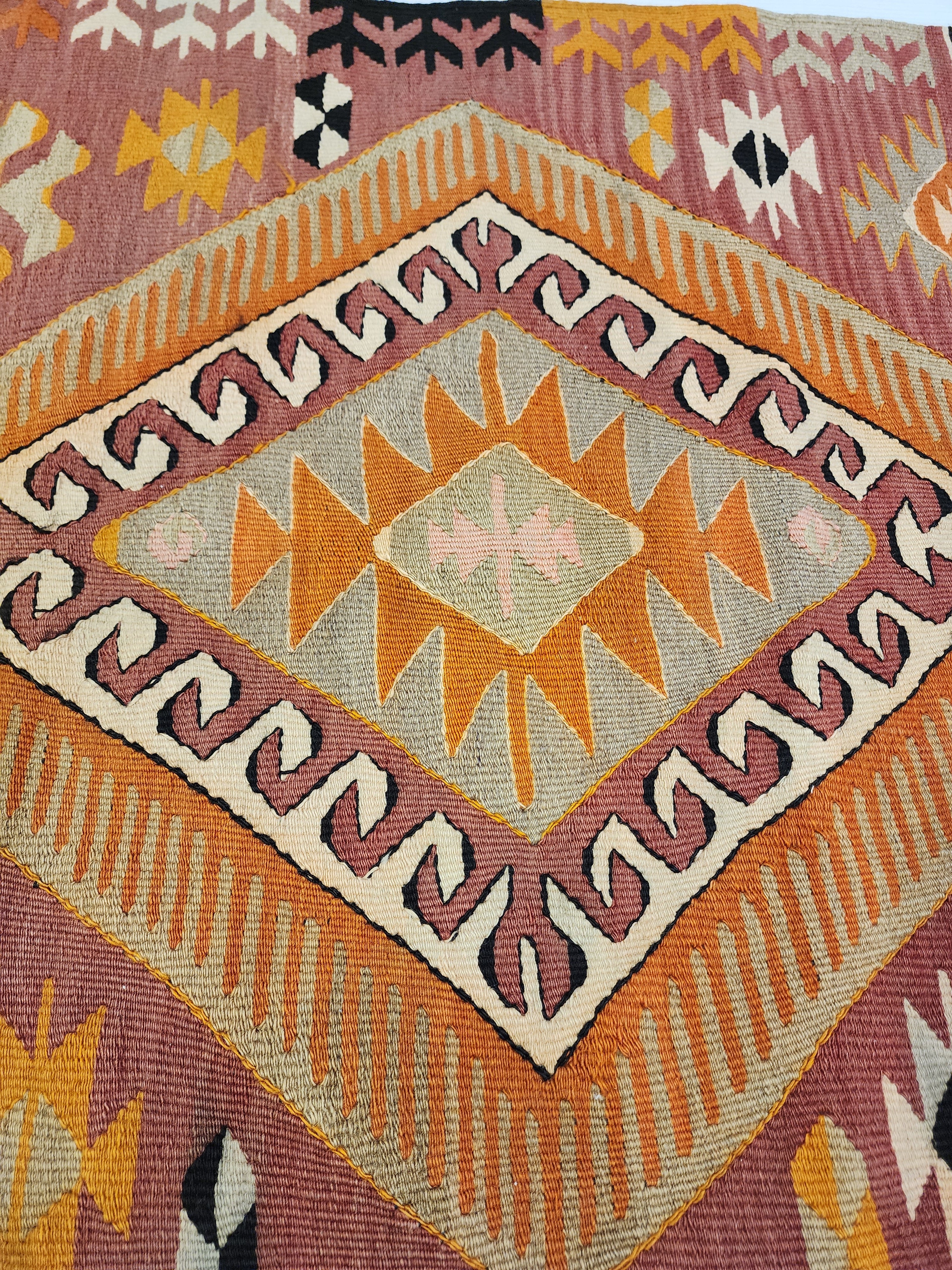 Handwoven Turkish Kilim Runner: Boho Tribal Rug, 8'5" x 2'10"