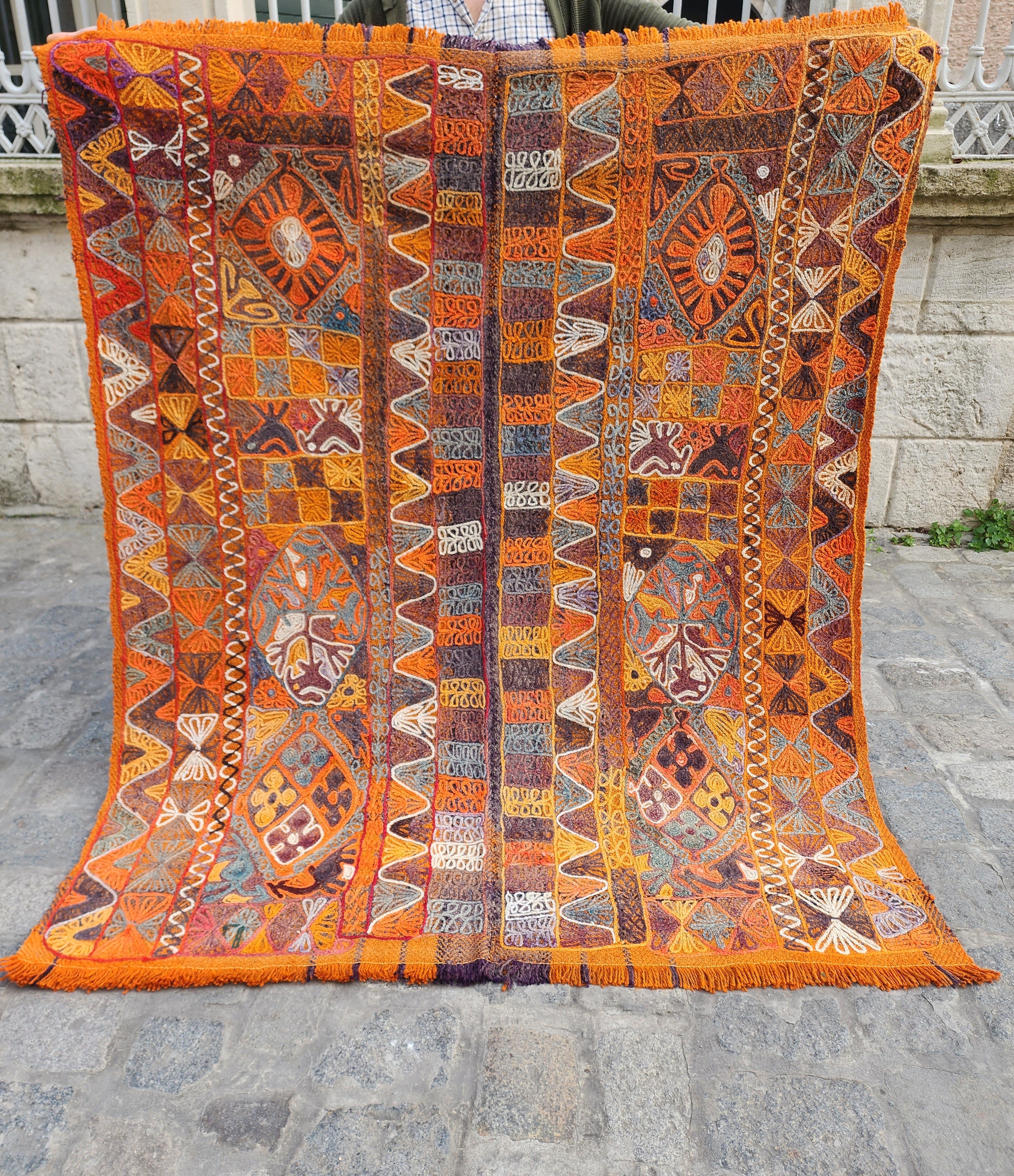 vintage Kilim Area Rug — pattern close-up