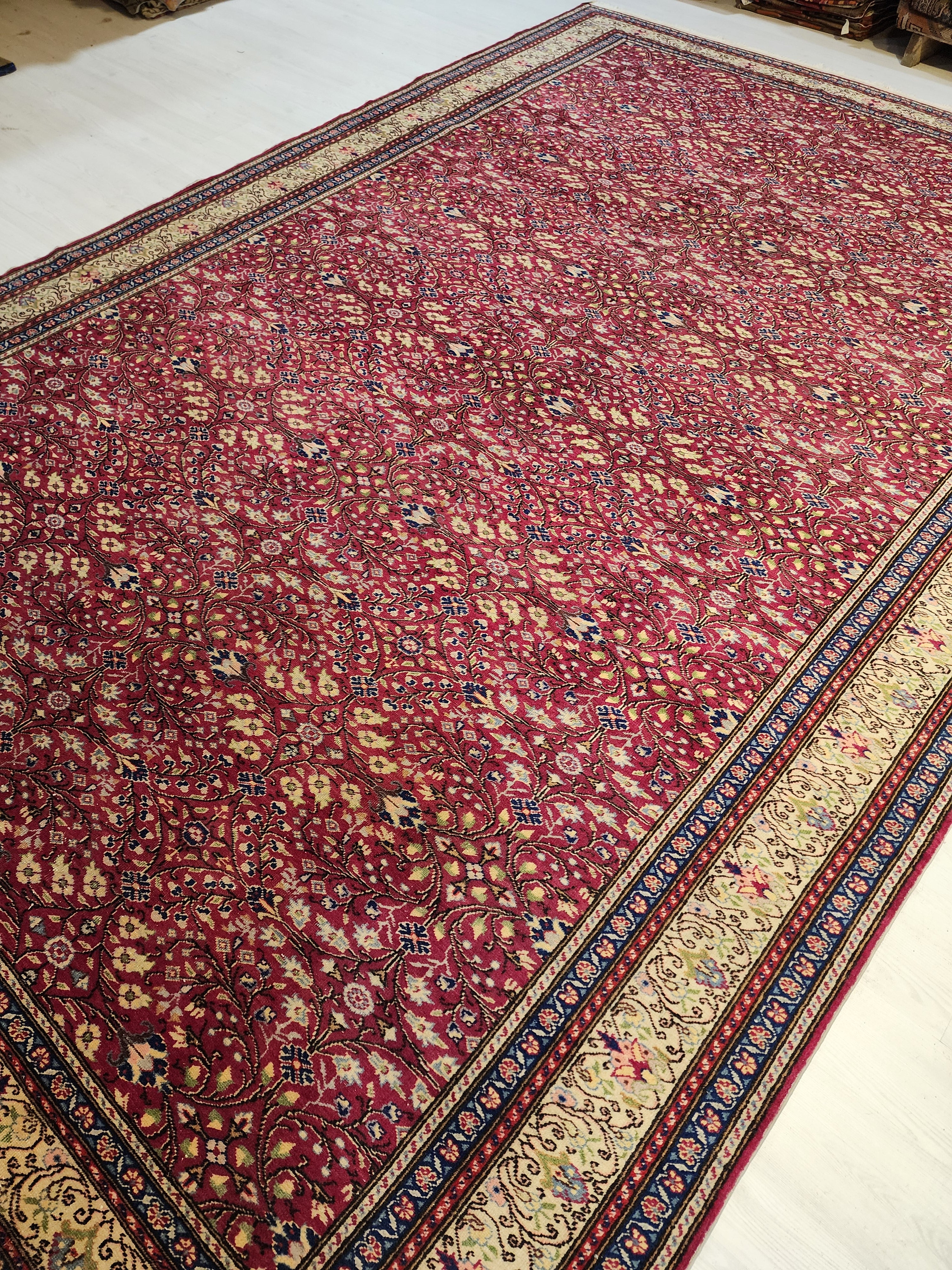 Extra Large Kayseri Turkish Vintage Rug: Handspun Wool Tribal Carpet 8'1'' x 12'4''