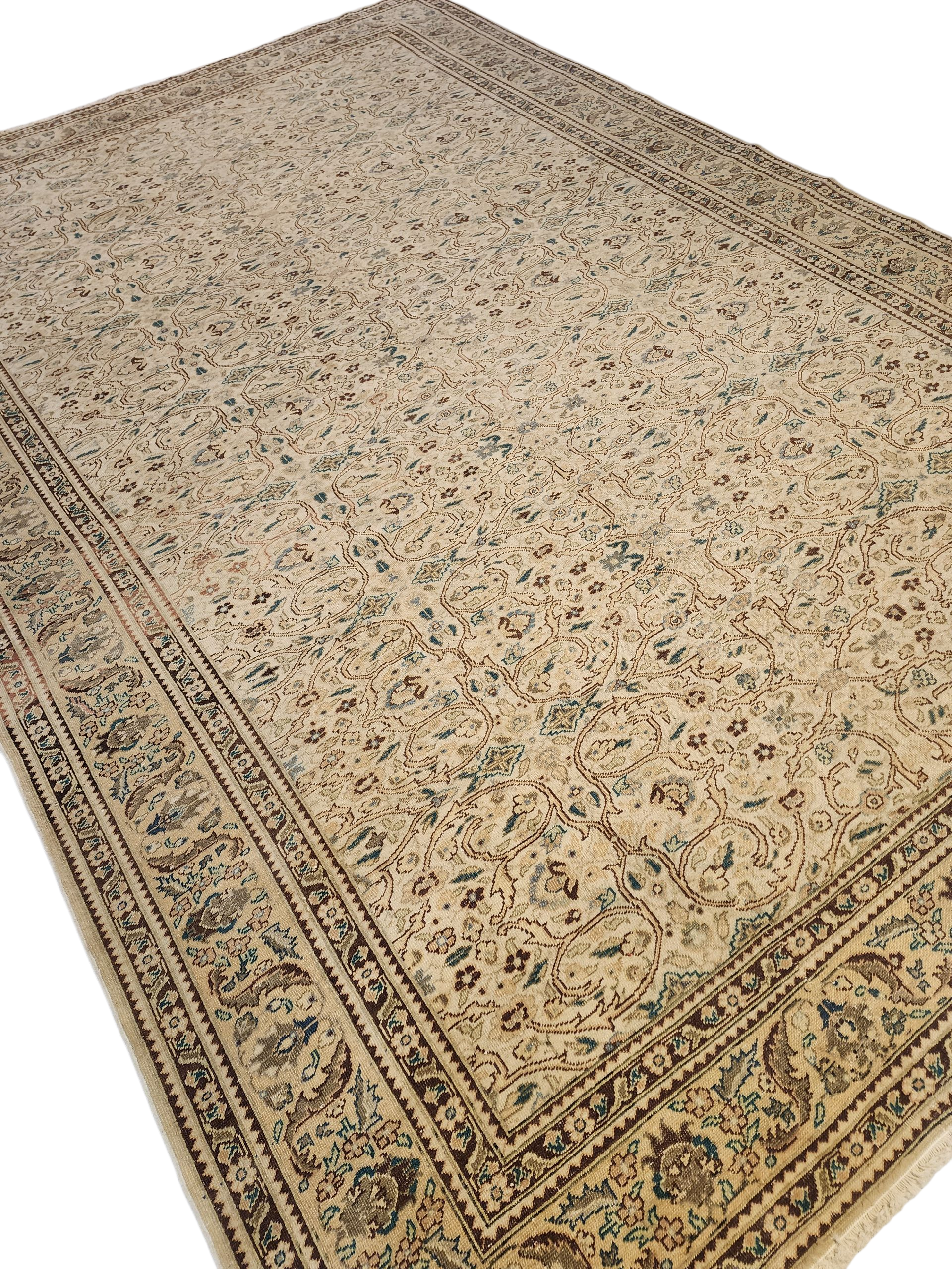 Extra Large Vintage Turkish Rug: 12x8 ft Handmade Wool Kayseri Rug