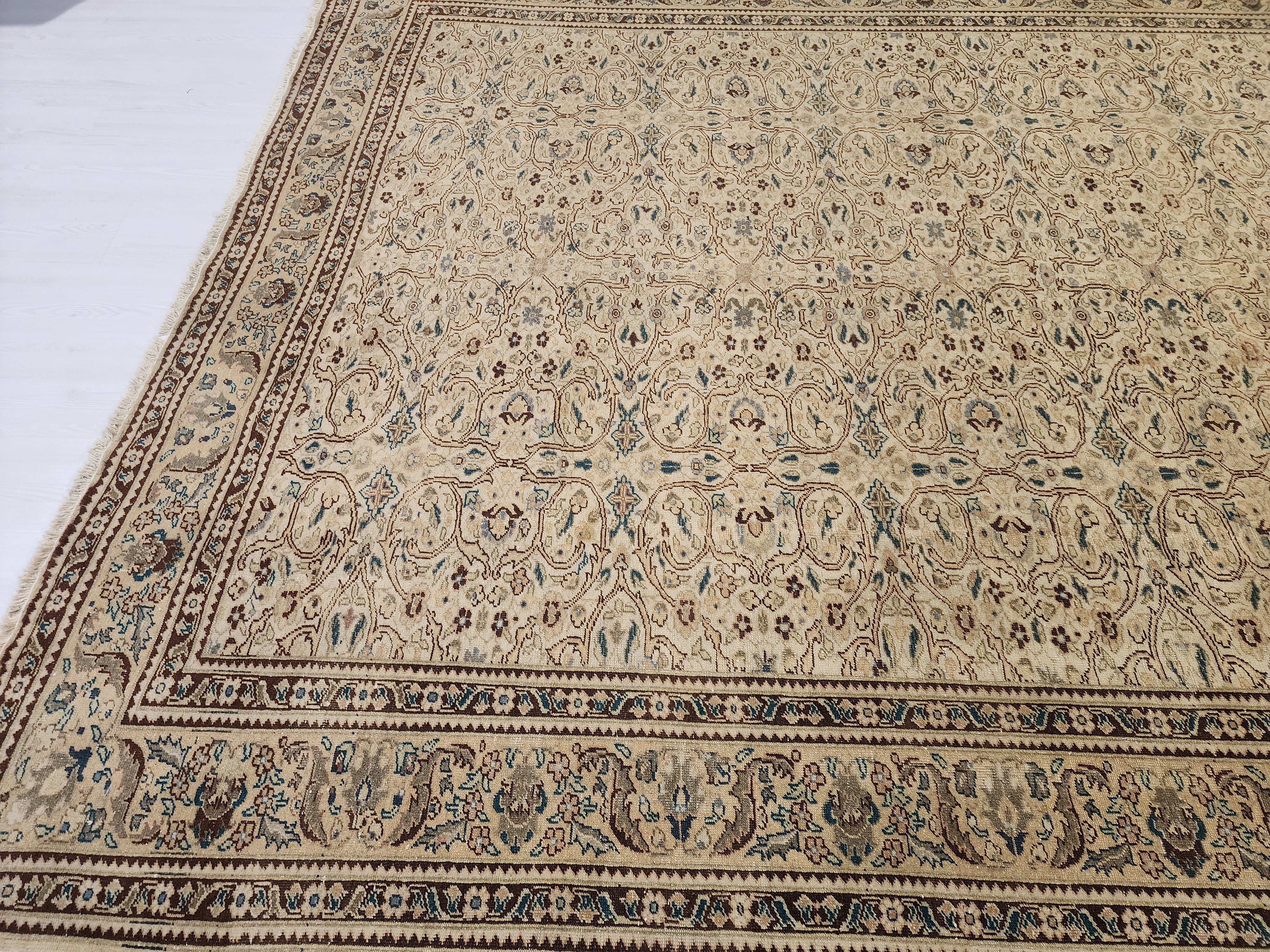 Extra Large Vintage Turkish Rug: 12x8 ft Handmade Wool Kayseri Rug