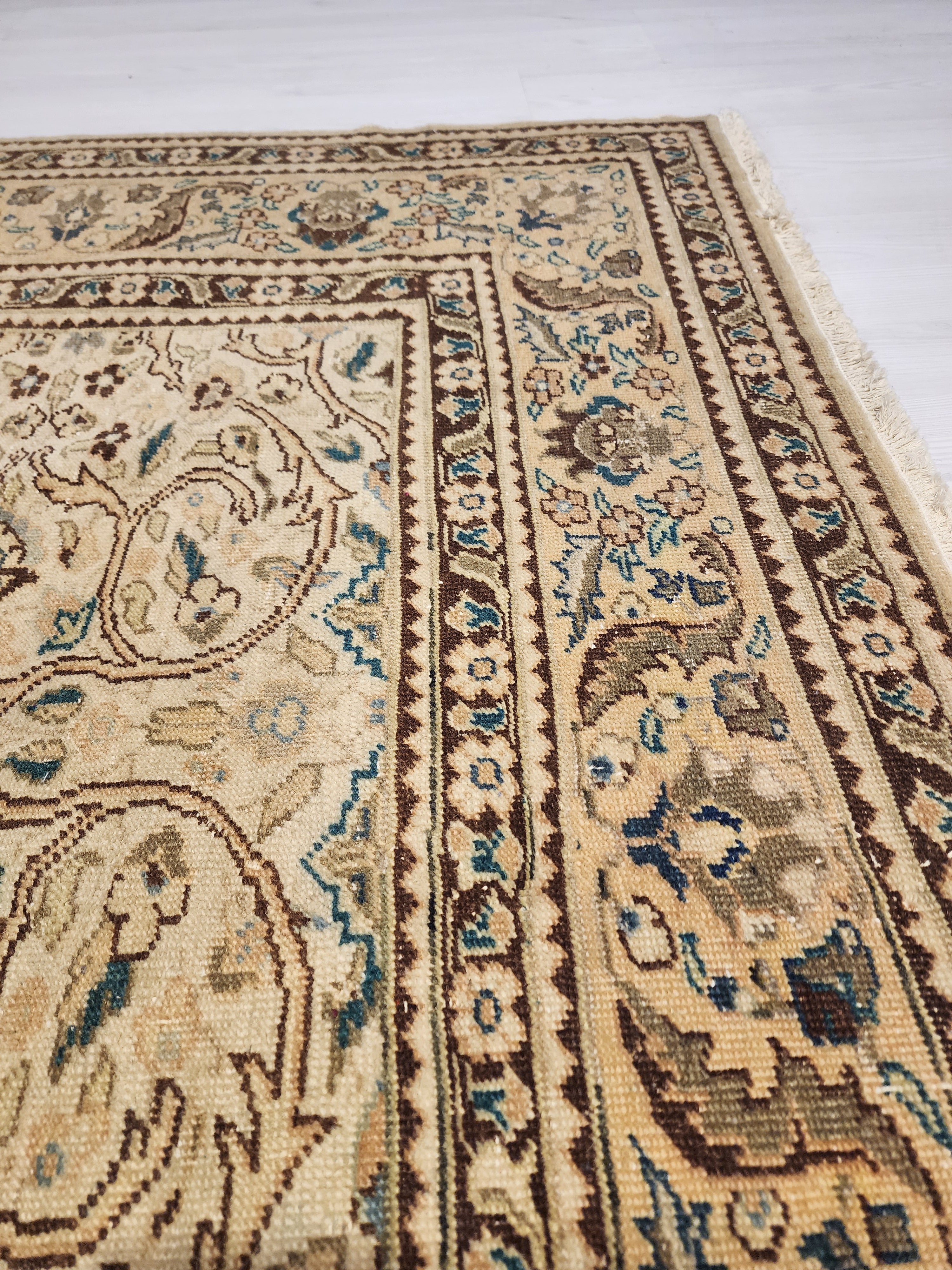 Extra Large Vintage Turkish Rug: 12x8 ft Handmade Wool Kayseri Rug