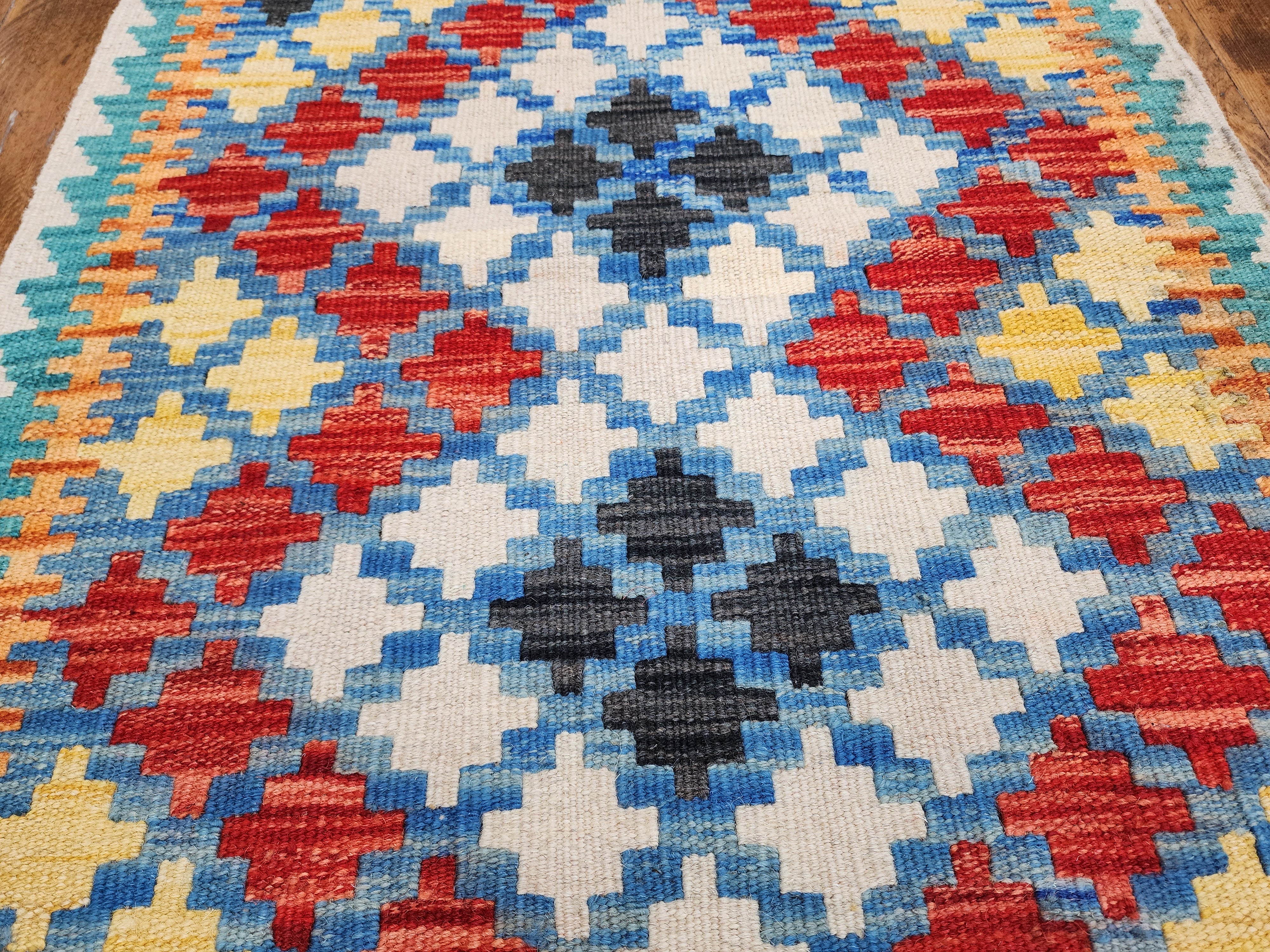 vintage Afghan Maimana Wool Small Rug — in setting
