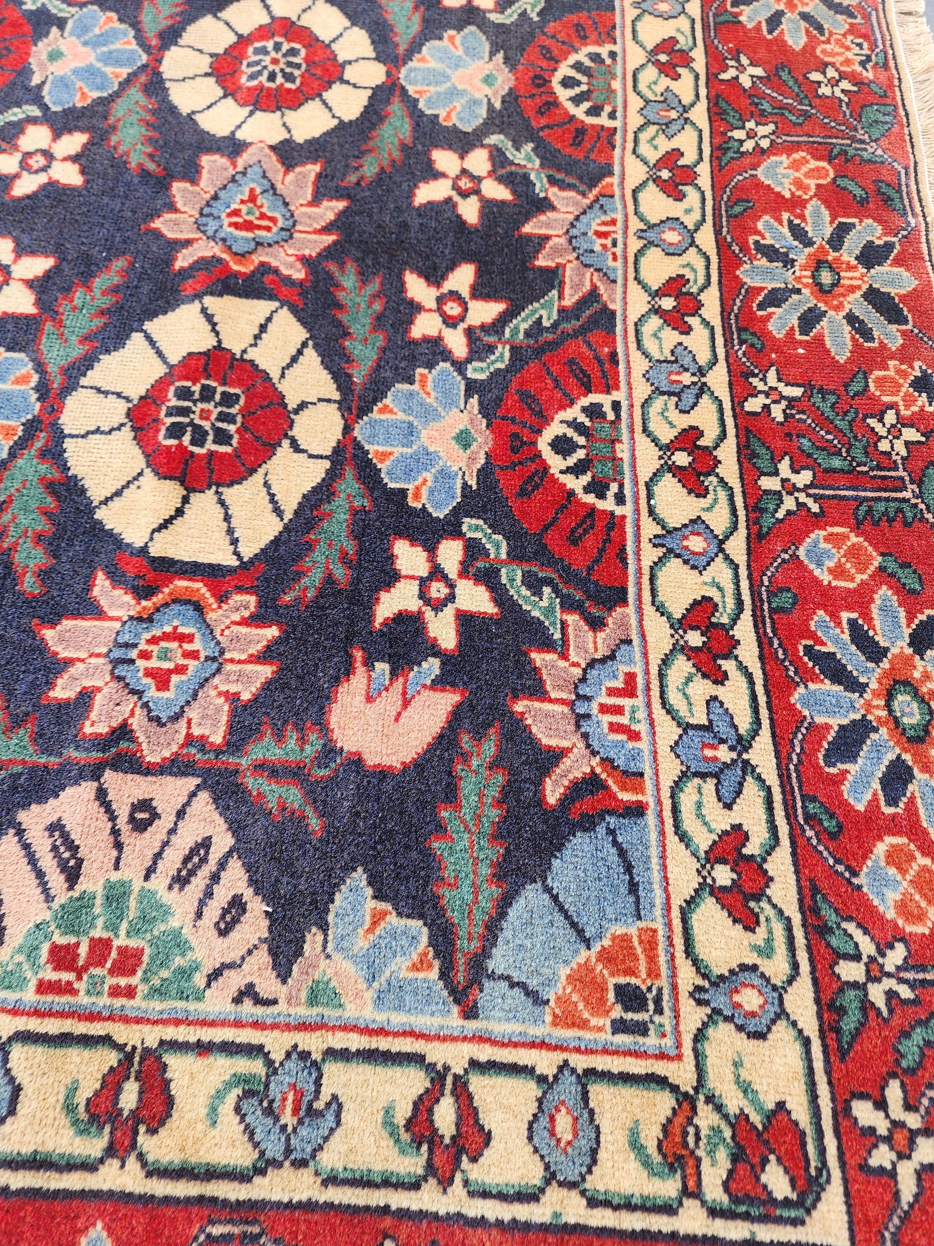Vintage Handwoven Persian Wool Rug, Blue Turkish Rug, 4x6