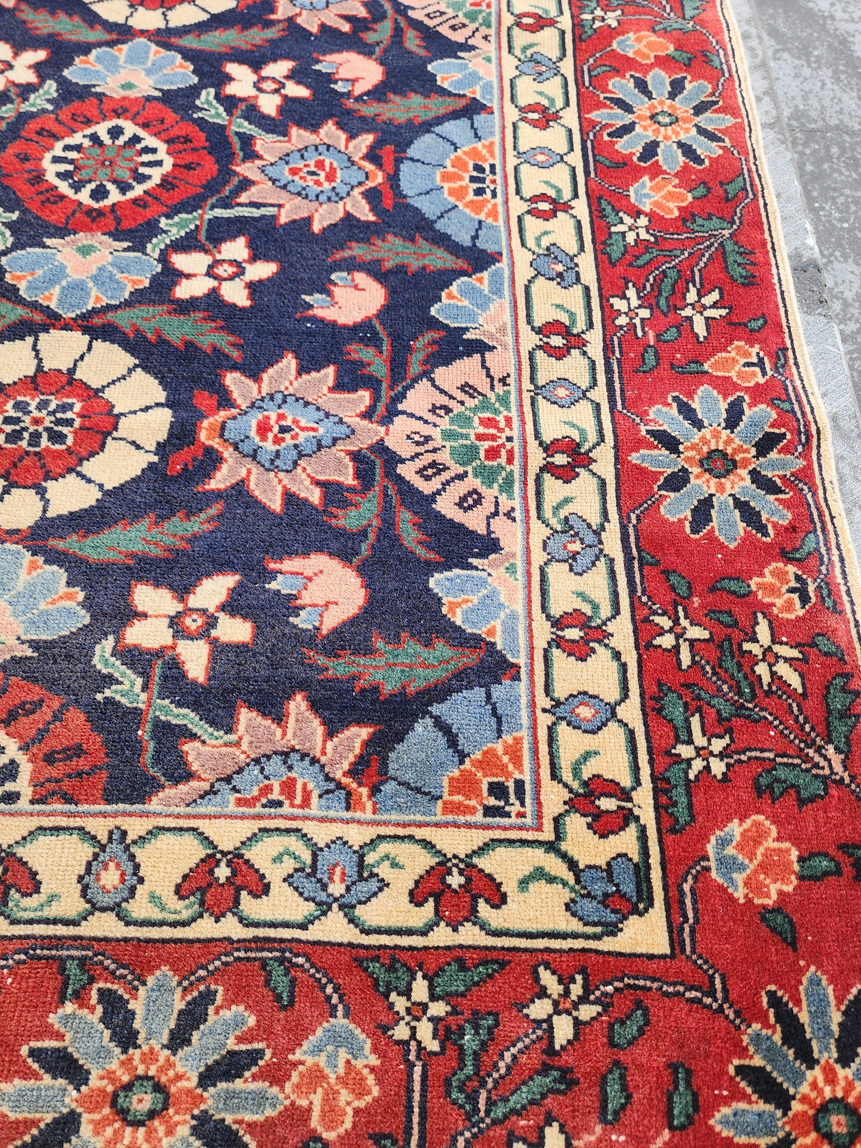Vintage Handwoven Persian Wool Rug, Blue Turkish Rug, 4x6
