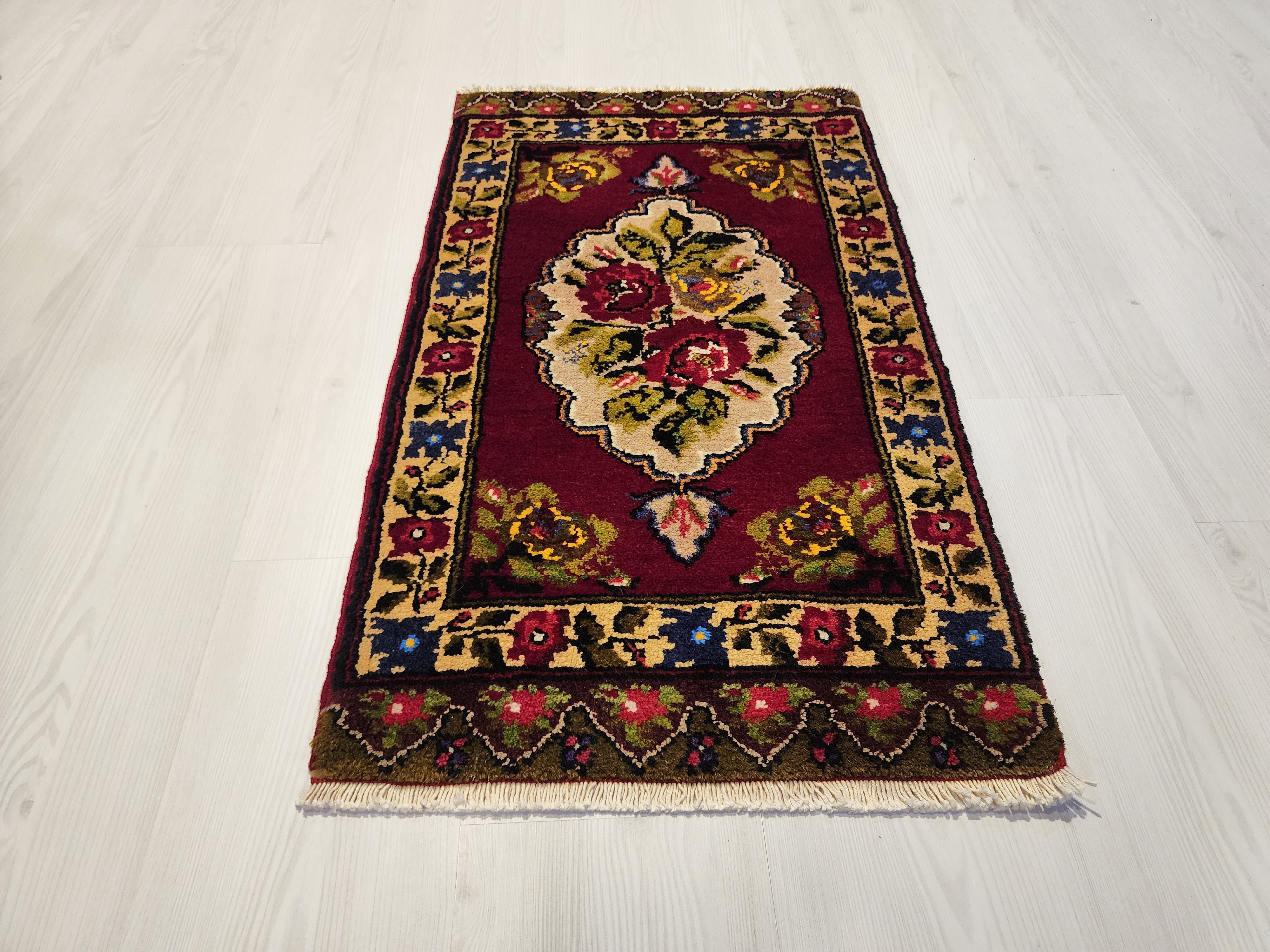 Home Decor Oushak Style Handwoven Wool Rug, Living Room Rug, Rug, Distressed Boho Rustic Decor, Persian Area Rug, 2'11'' x 1'8''