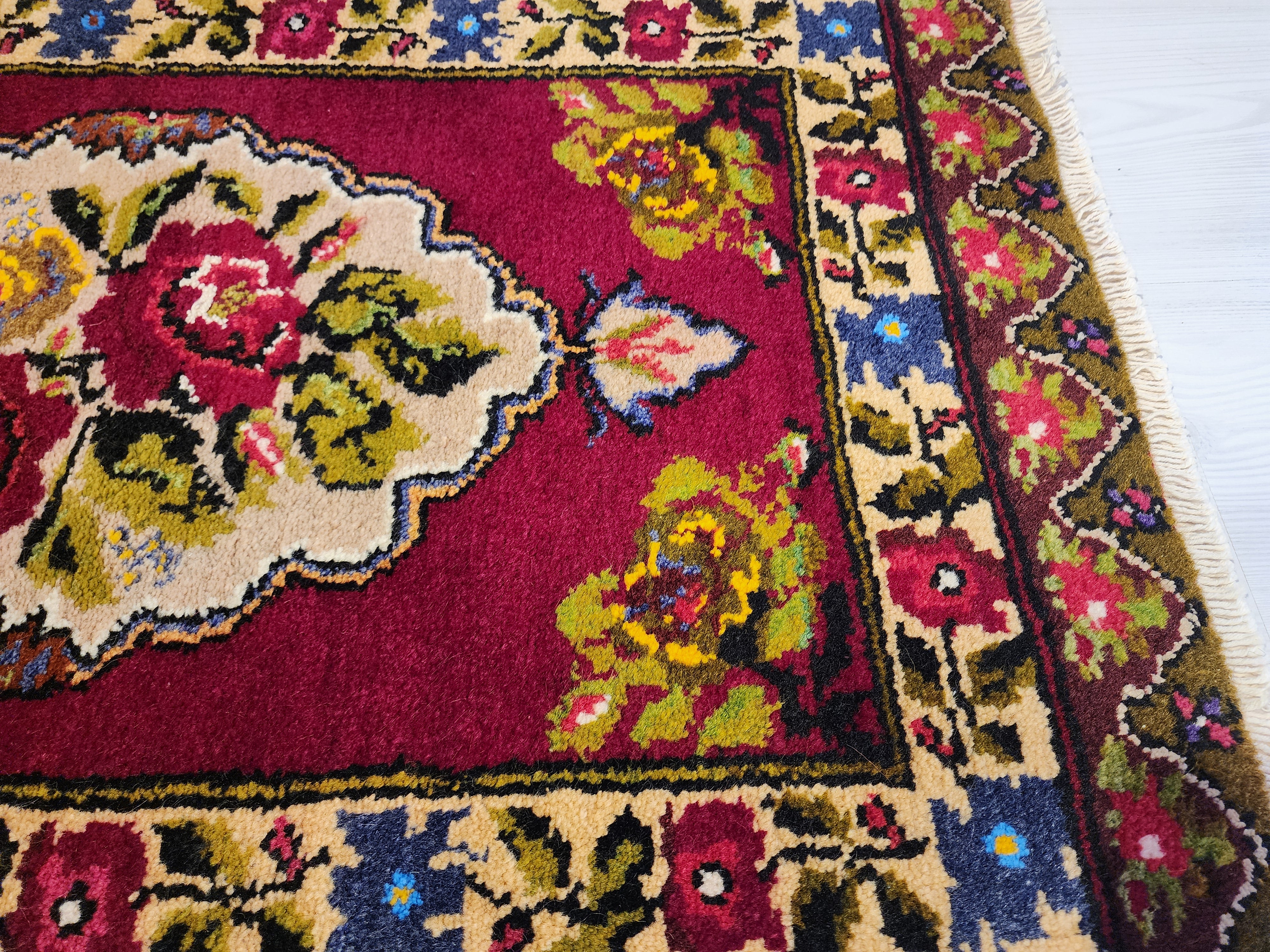 Home Decor Oushak Style Handwoven Wool Rug, Living Room Rug, Rug, Distressed Boho Rustic Decor, Persian Area Rug, 2'11'' x 1'8''