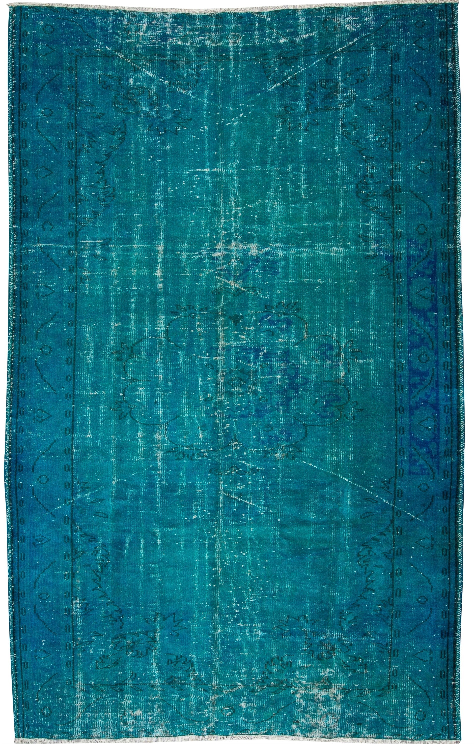 Overdyed Blue Persian Rug, Recycled Vintage Rug 9’0”x6’5”