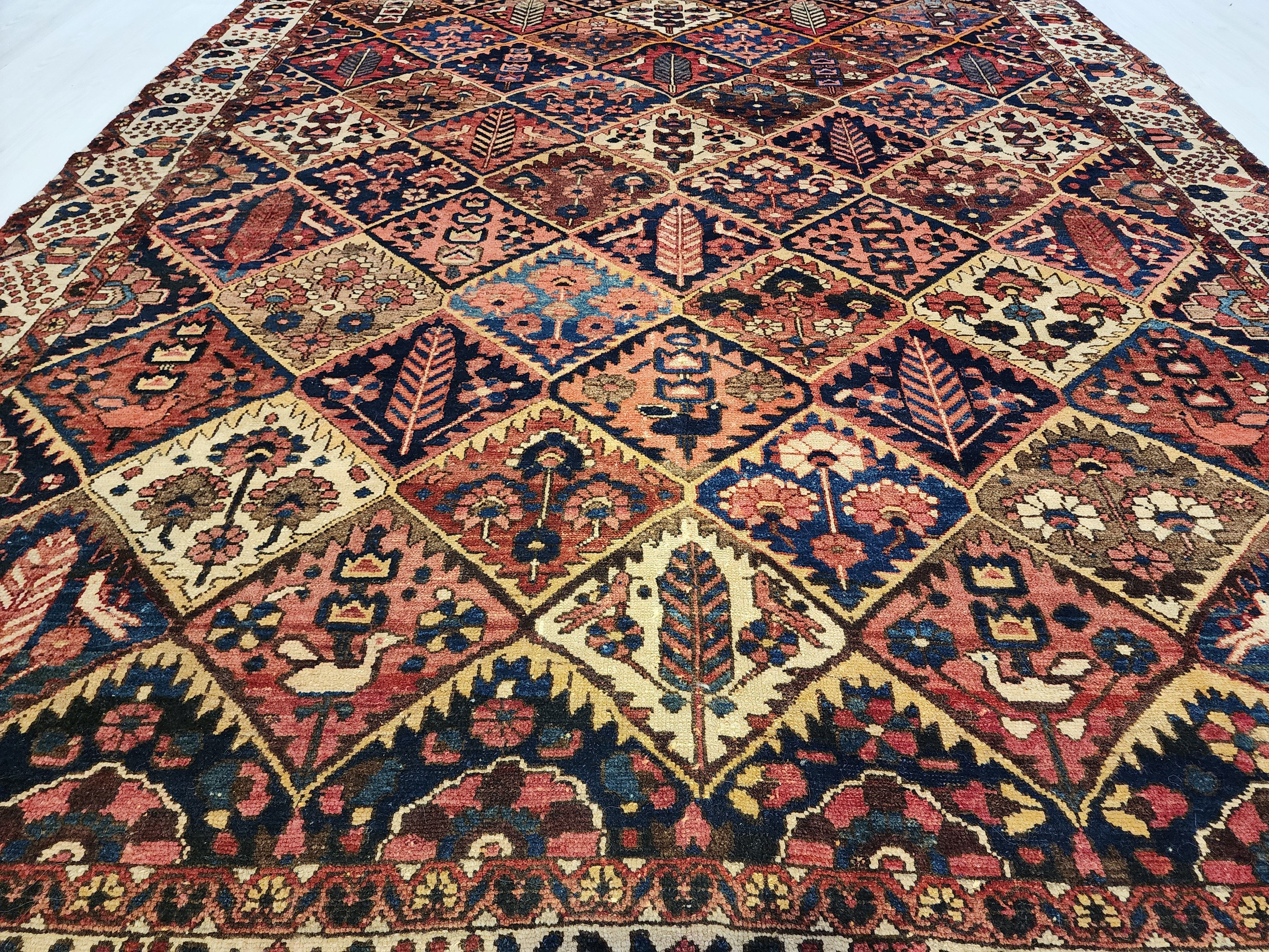 antique Persian Wool Large Area Rug — pattern close-up