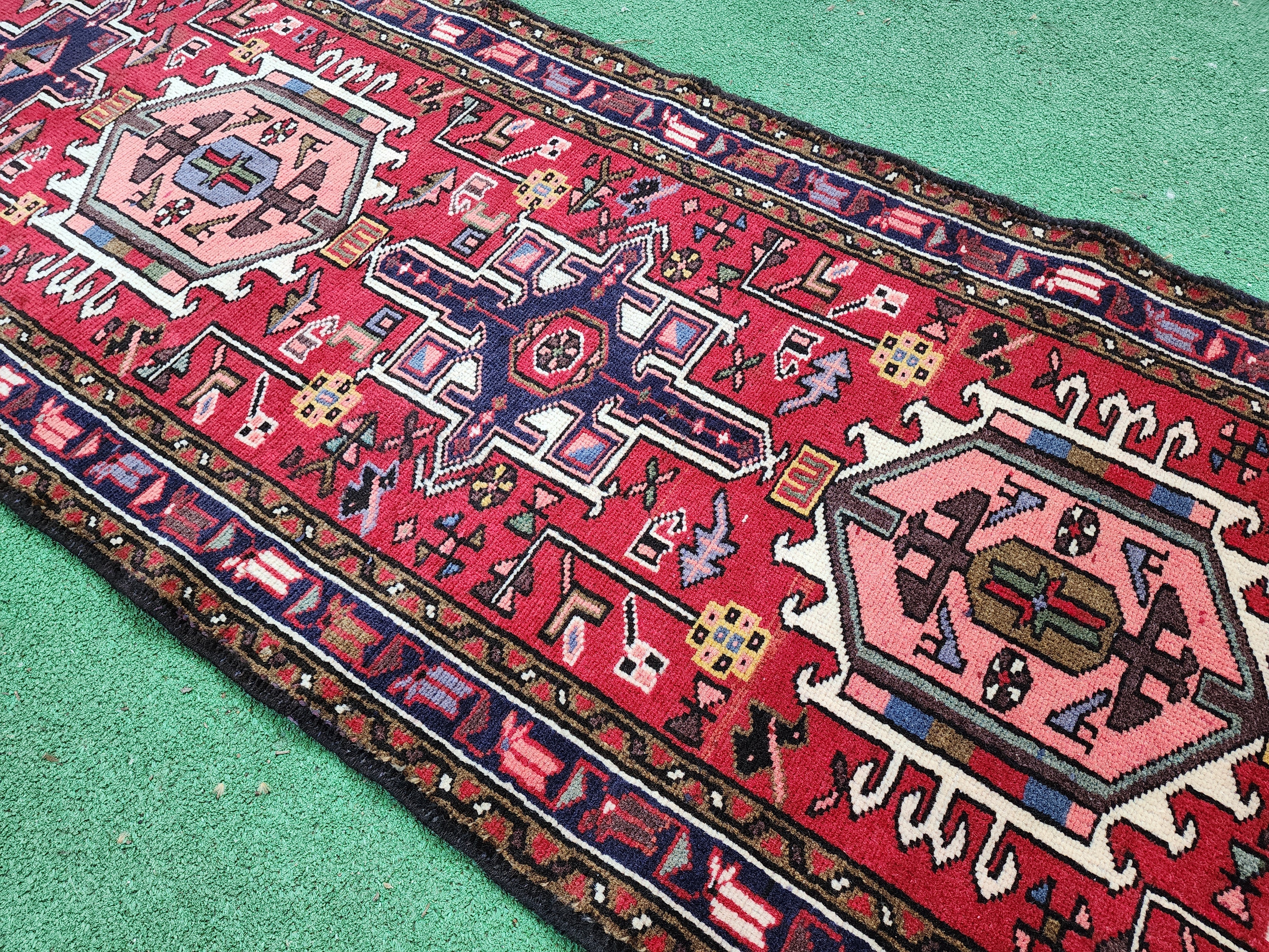 vintage Persian Runner Rug — colour close-up