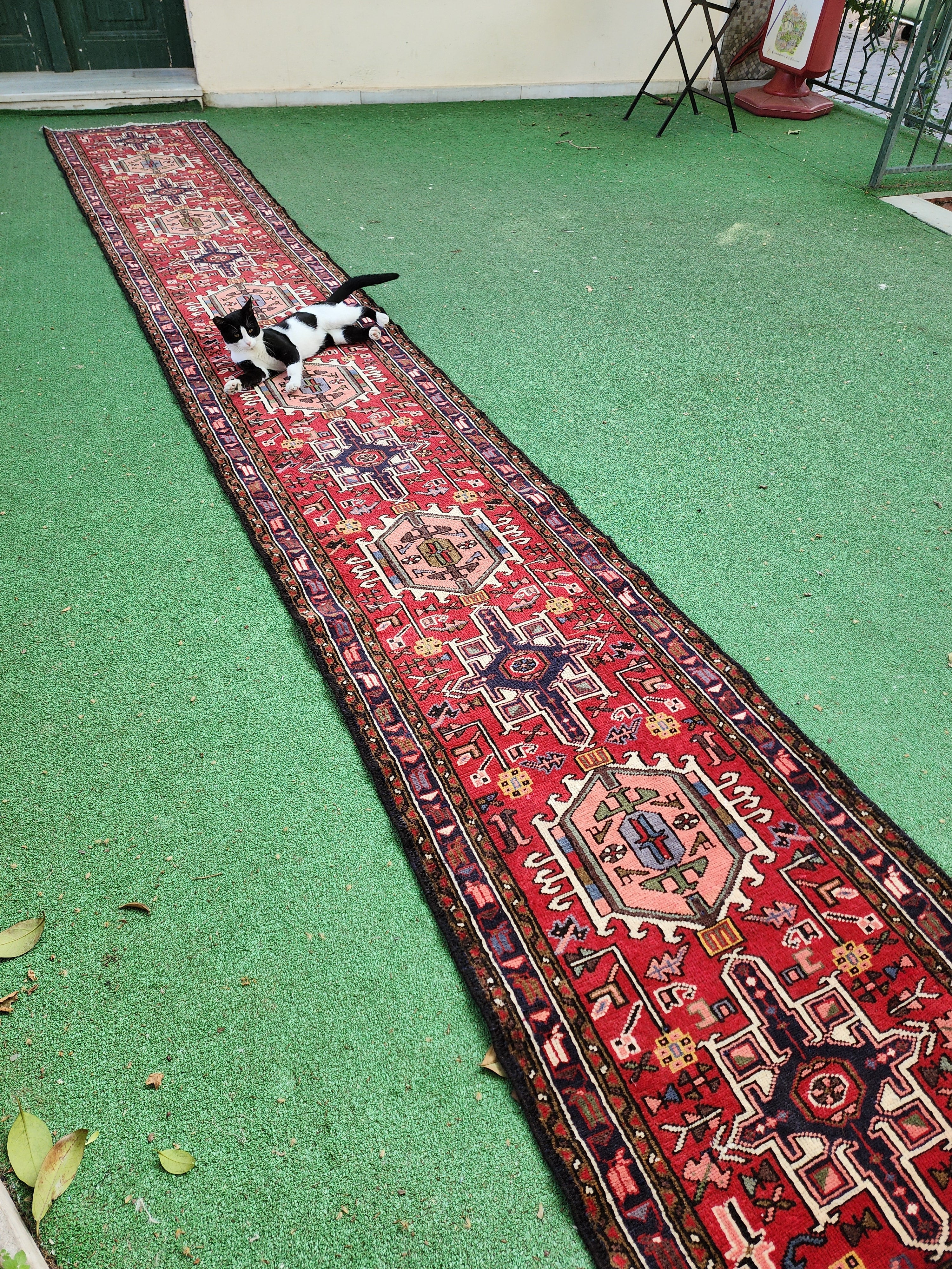 vintage Persian Runner Rug — back view