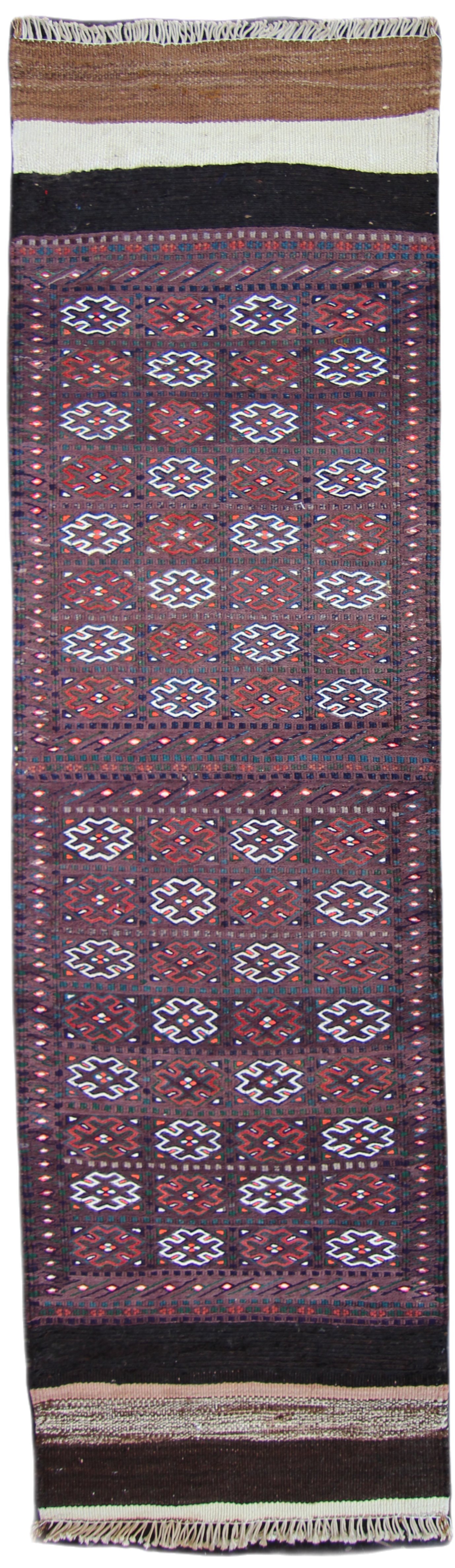 Persian Tribal Kilim Hallway Rug 6'6''x1'9'' Natural Wool Boho Rustic Runner Rug