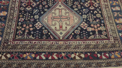 Antique Afshar rug in blue, brown and pink, 5'6" x 7', video