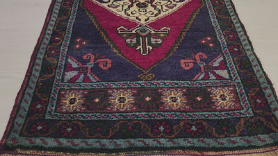 Vintage Işıklar rug in blue, red and white, 1'7" x 3'7", video