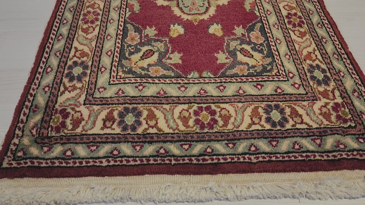 Vintage Kayseri rug in red and green, 2' x 3'5", video