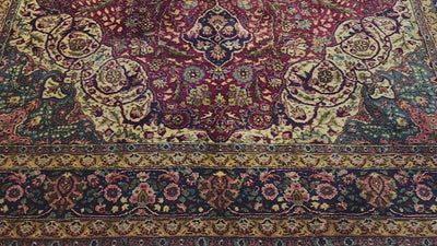Vintage Ladik medallion rug in red, blue and beige, 6'10" x 10'2", video