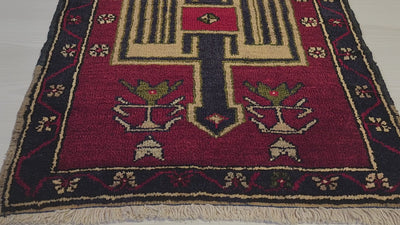 Vintage Adana rug in red, blue and beige, 1'10" x 3'2", video