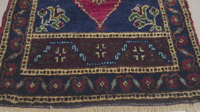 Vintage Işıklar rug in blue, red and white, 1'9" x 3'10", video