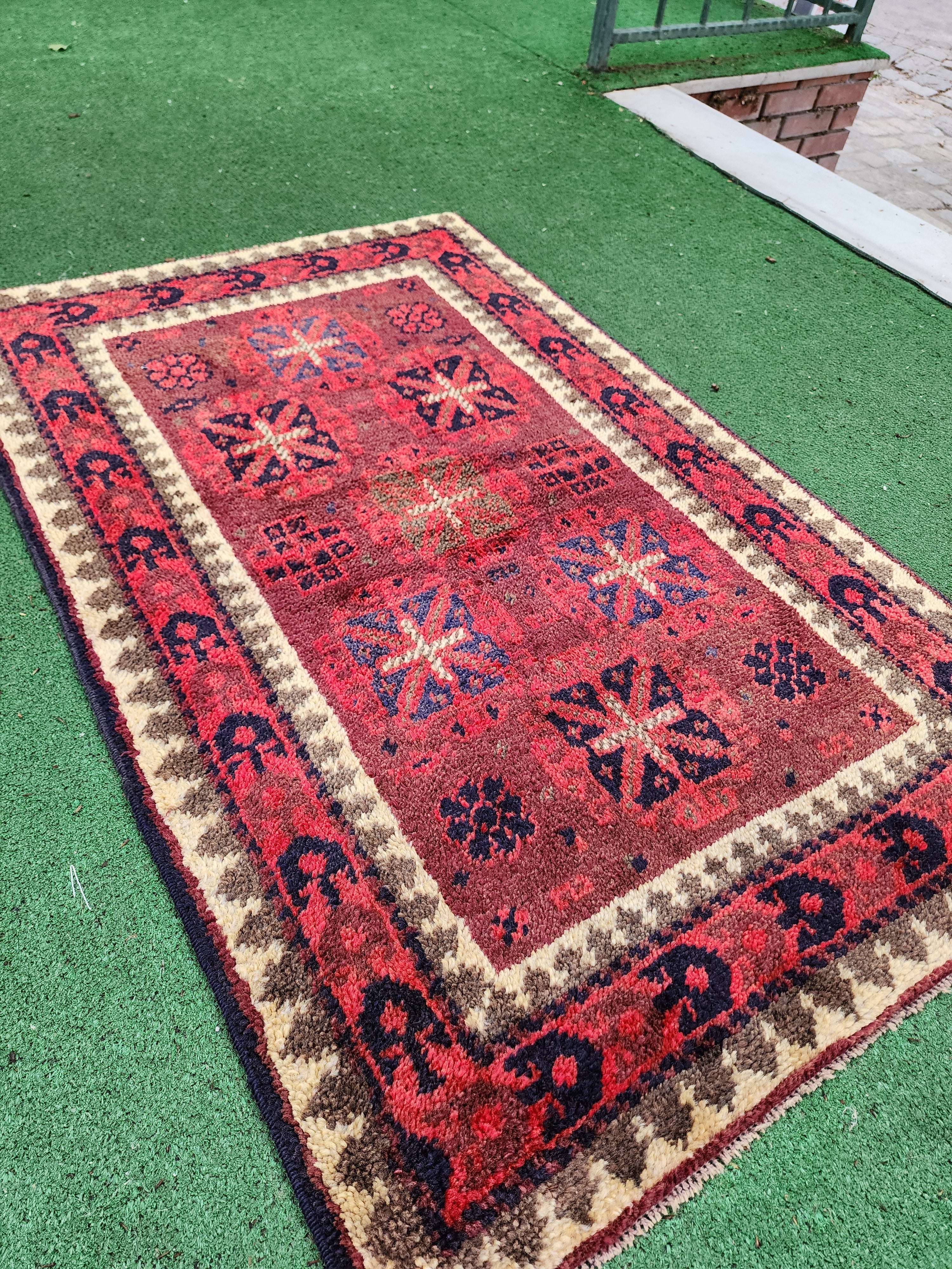 vintage Anatolian Wool Small Rug — back view