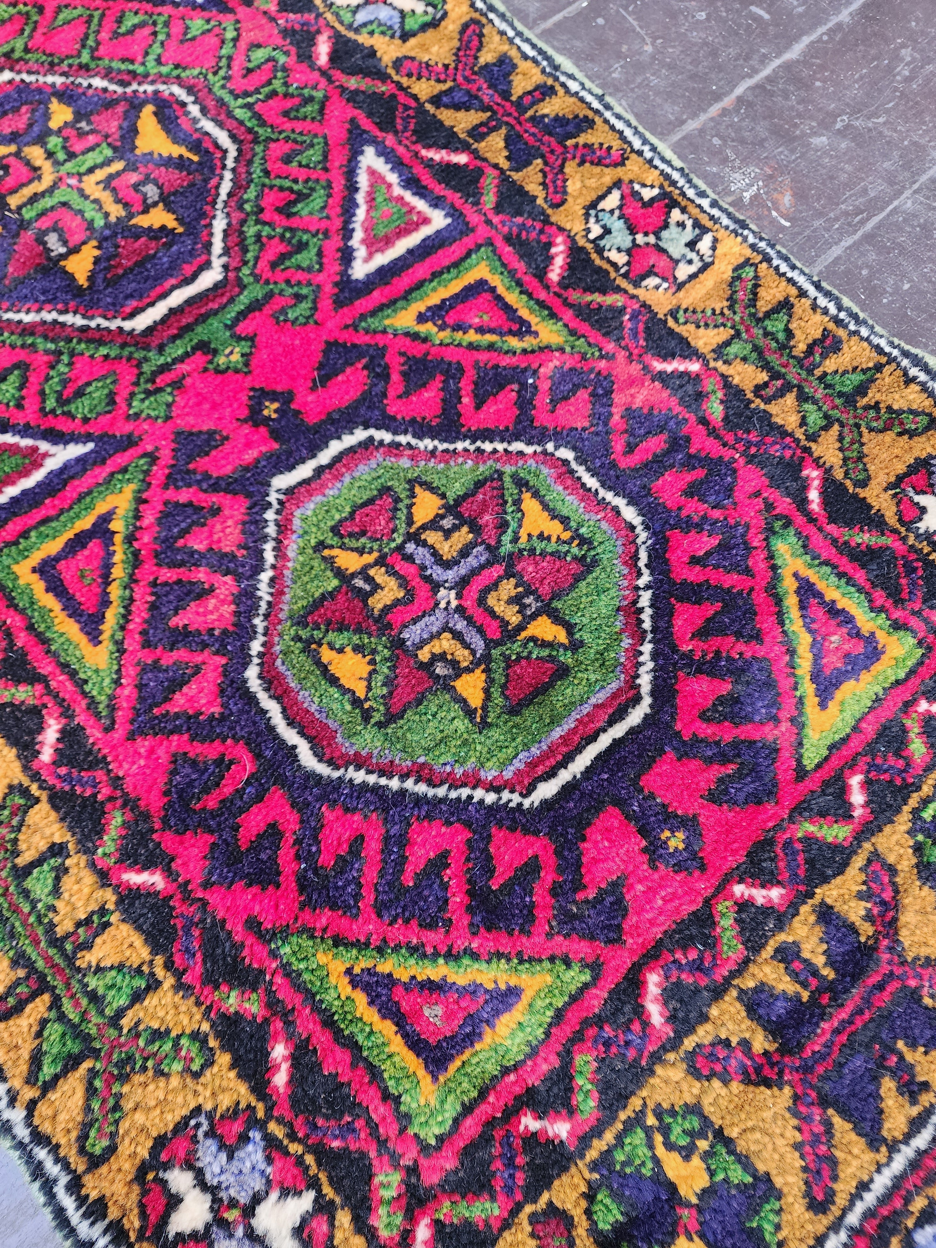 antique Oushak Wool Small Rug — in setting