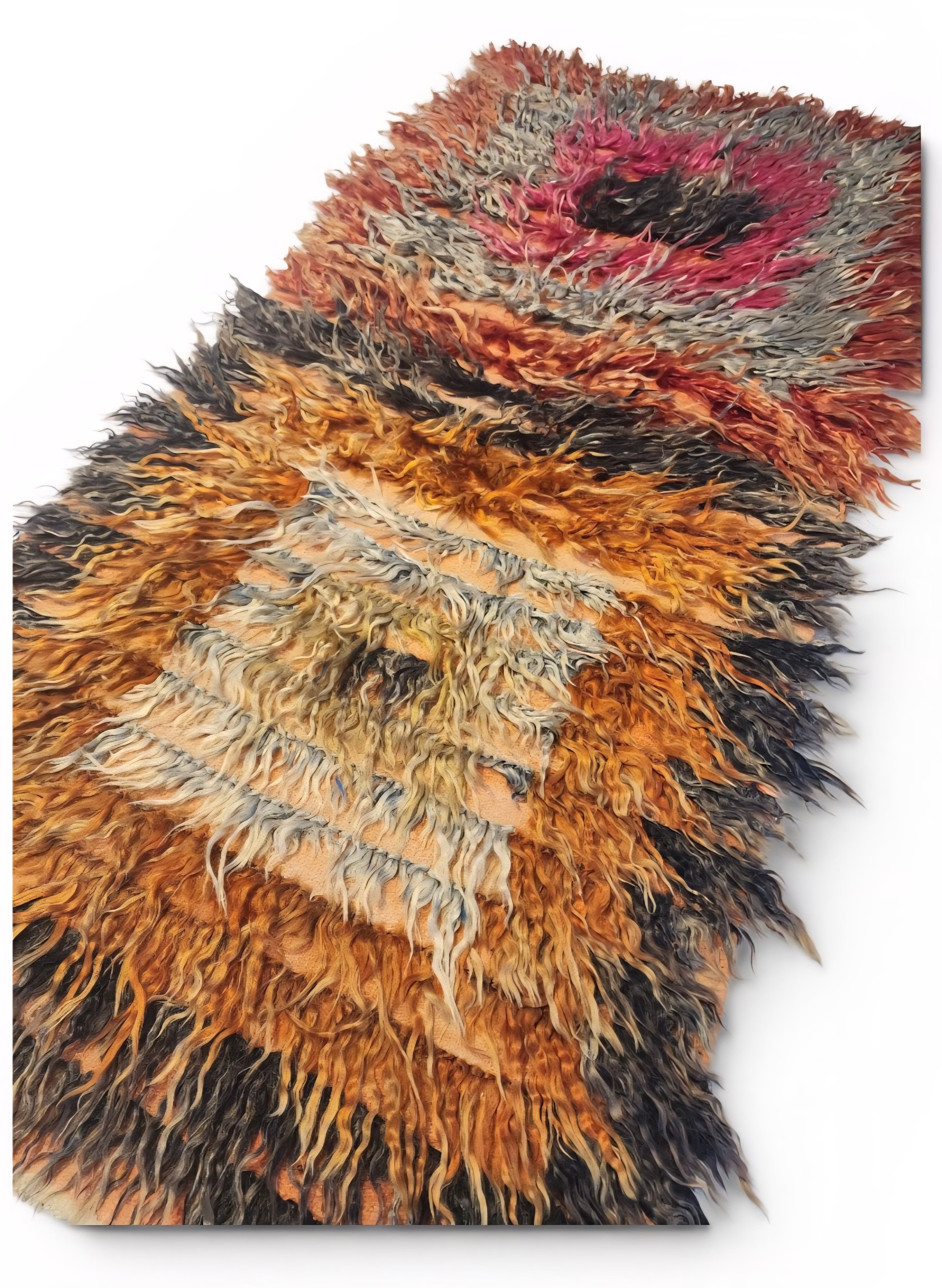 Hagno — Handmade Vintage Wool Tribal Runner Rug, Red Blue Turkish Boho Carpet, 2x7