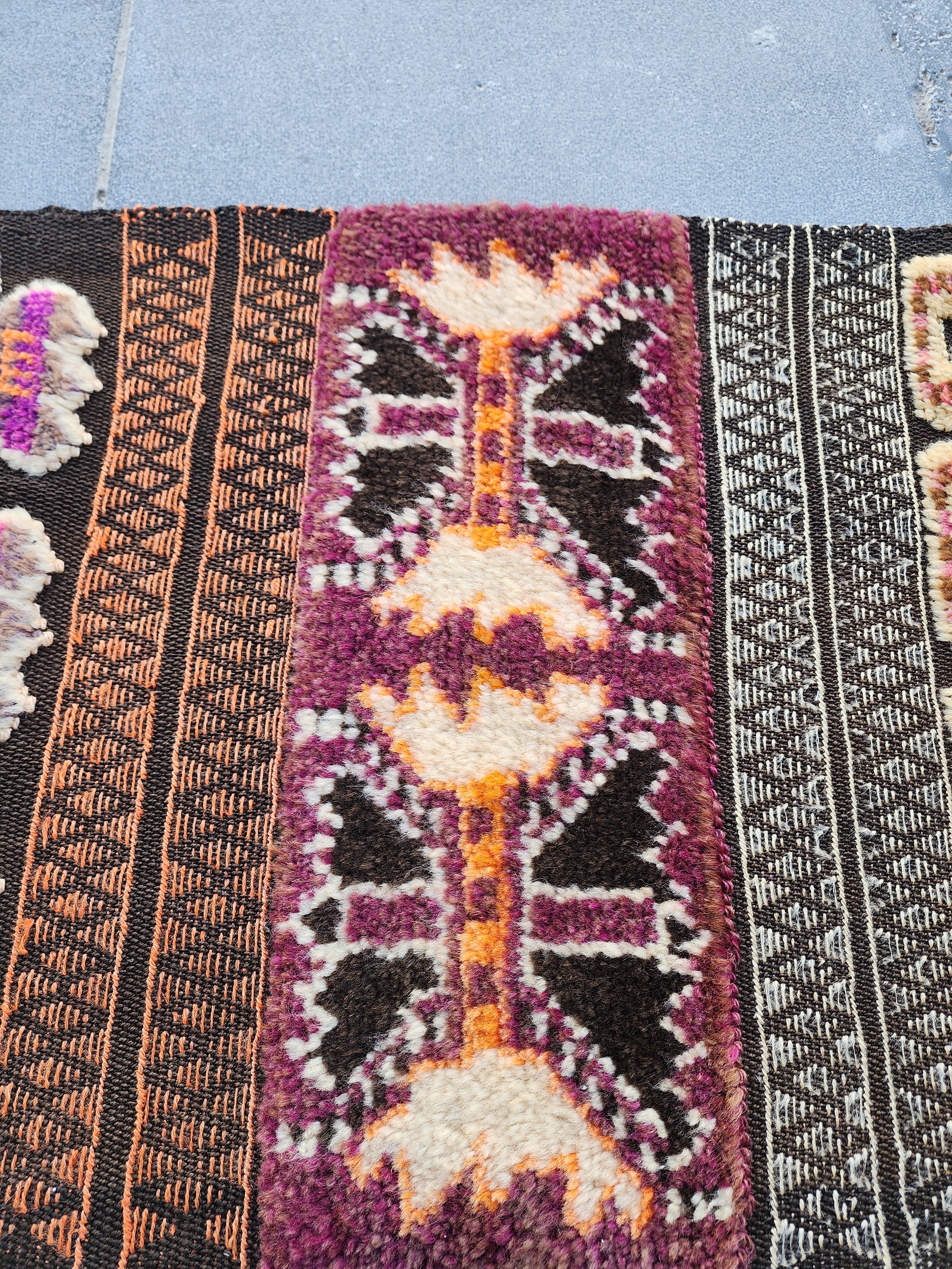 Handmade Wool Kilim Runner Rug: 5x2 ft Vintage Anatolian Boho Decor