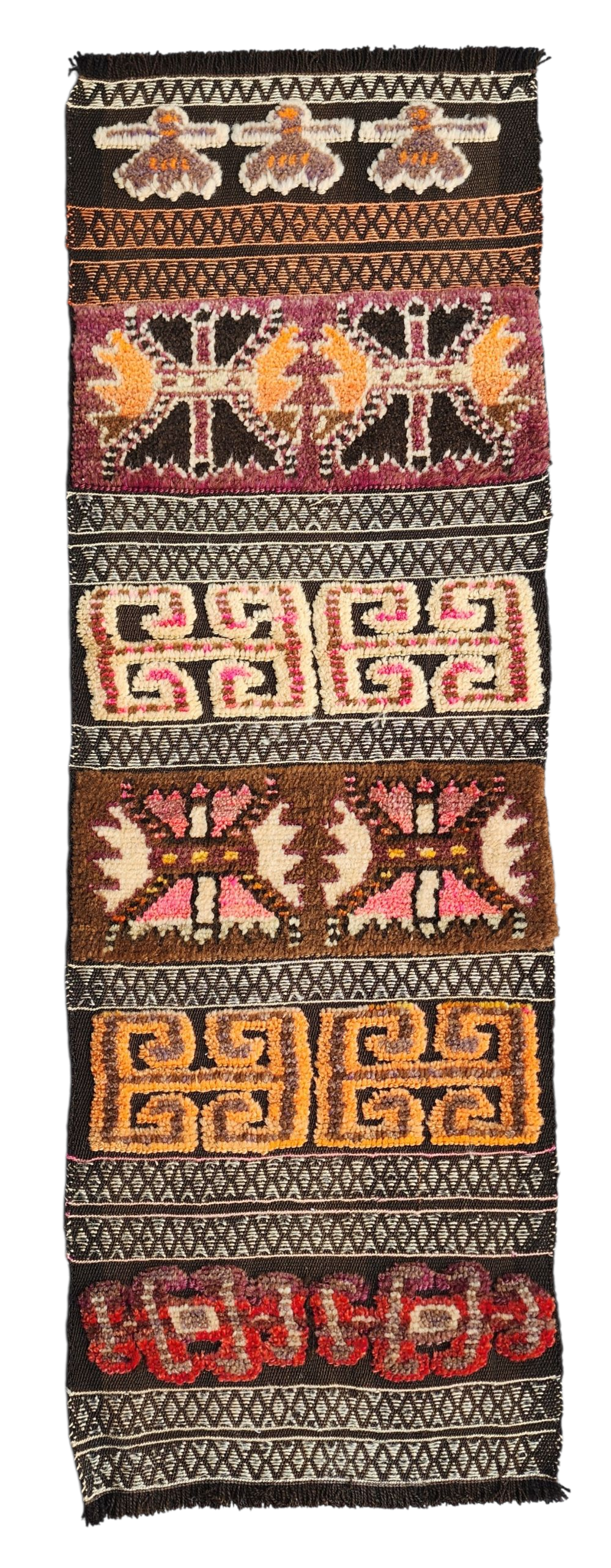 Vintage Kagizman Kilim Rug: Handmade Organic Wool Anatolian Rug (4'11"x1'8")