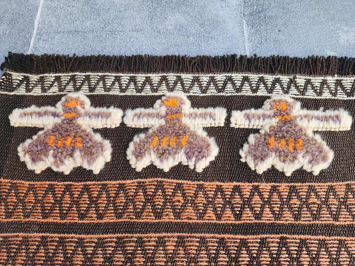 antique Anatolian Wool Runner Rug — edge weave