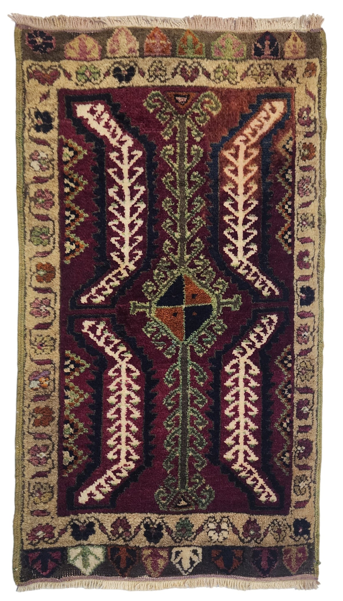 Antique Konya Karaman Rug - Circa 1900s Hand-Knotted Wool Accent Rug - Exceptional Preservation Anatolian Carpet
