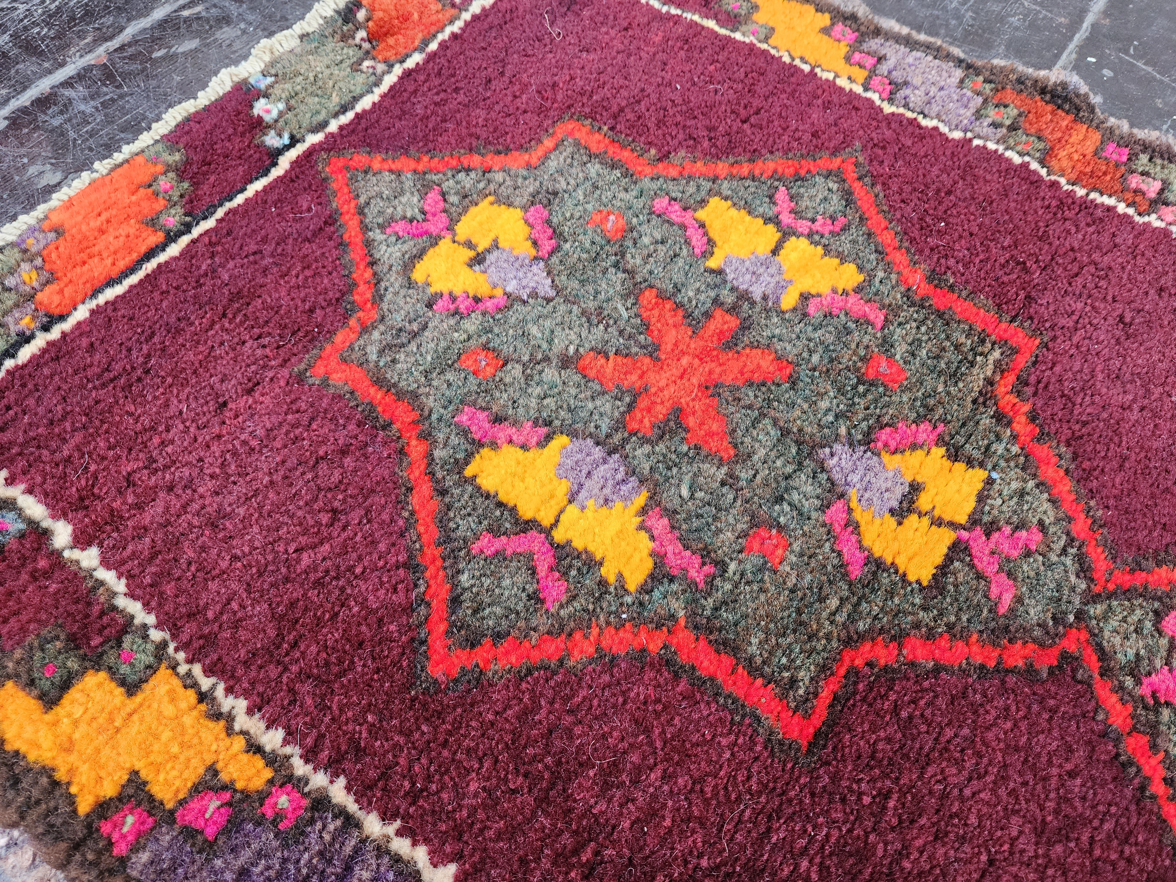 Vintage Turkish Kars Rug, Small Rug, 2'8"x1'8"