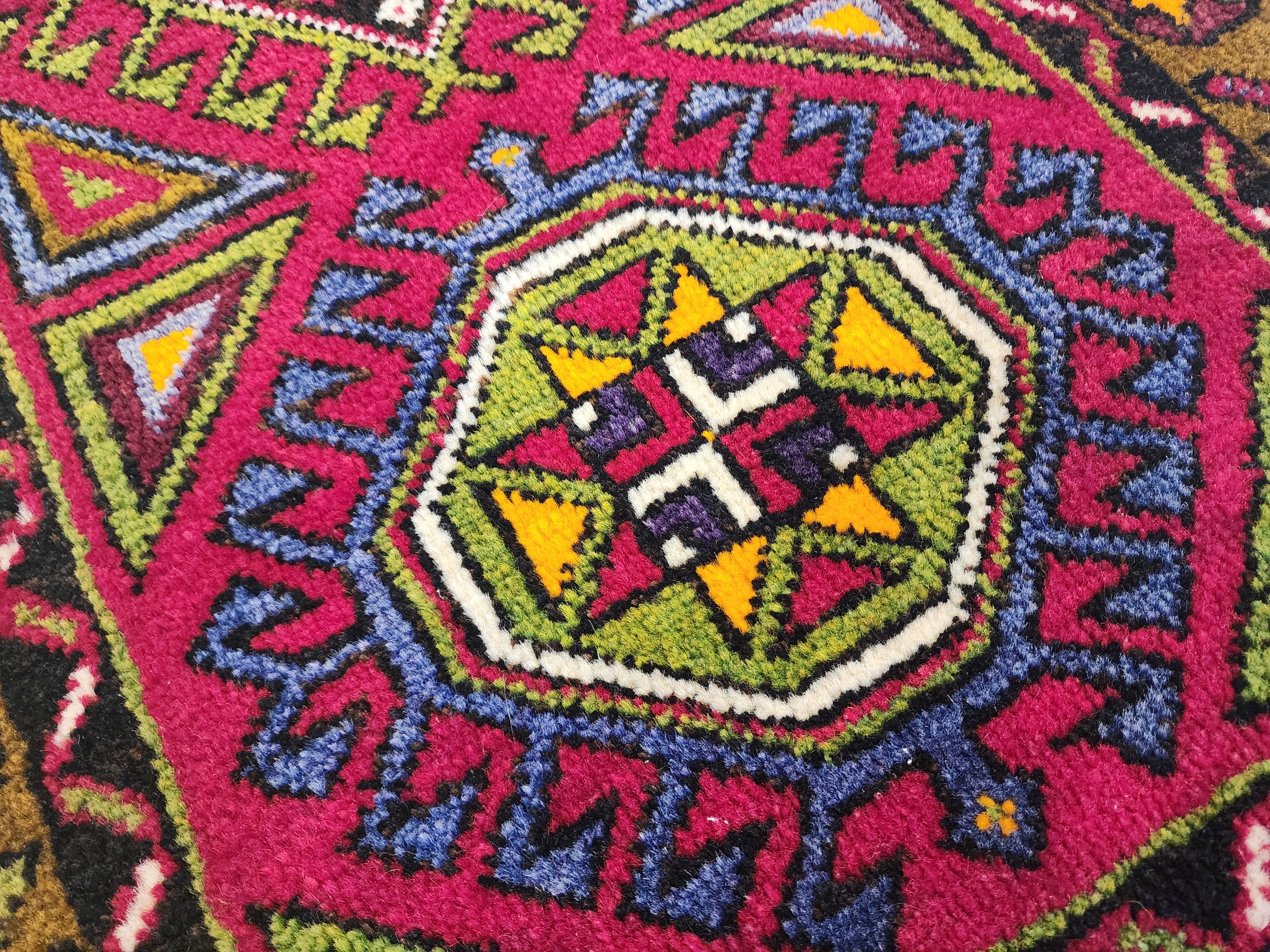 small Vintage Turkish Rug: 1'11'' x 4'3'' ft Handmade Turkish Mat — edge weave