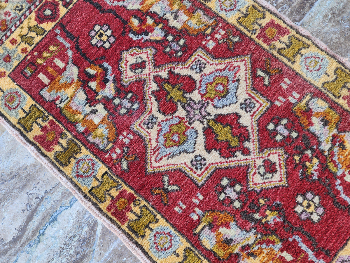 antique Oushak Wool Small Rug — in setting