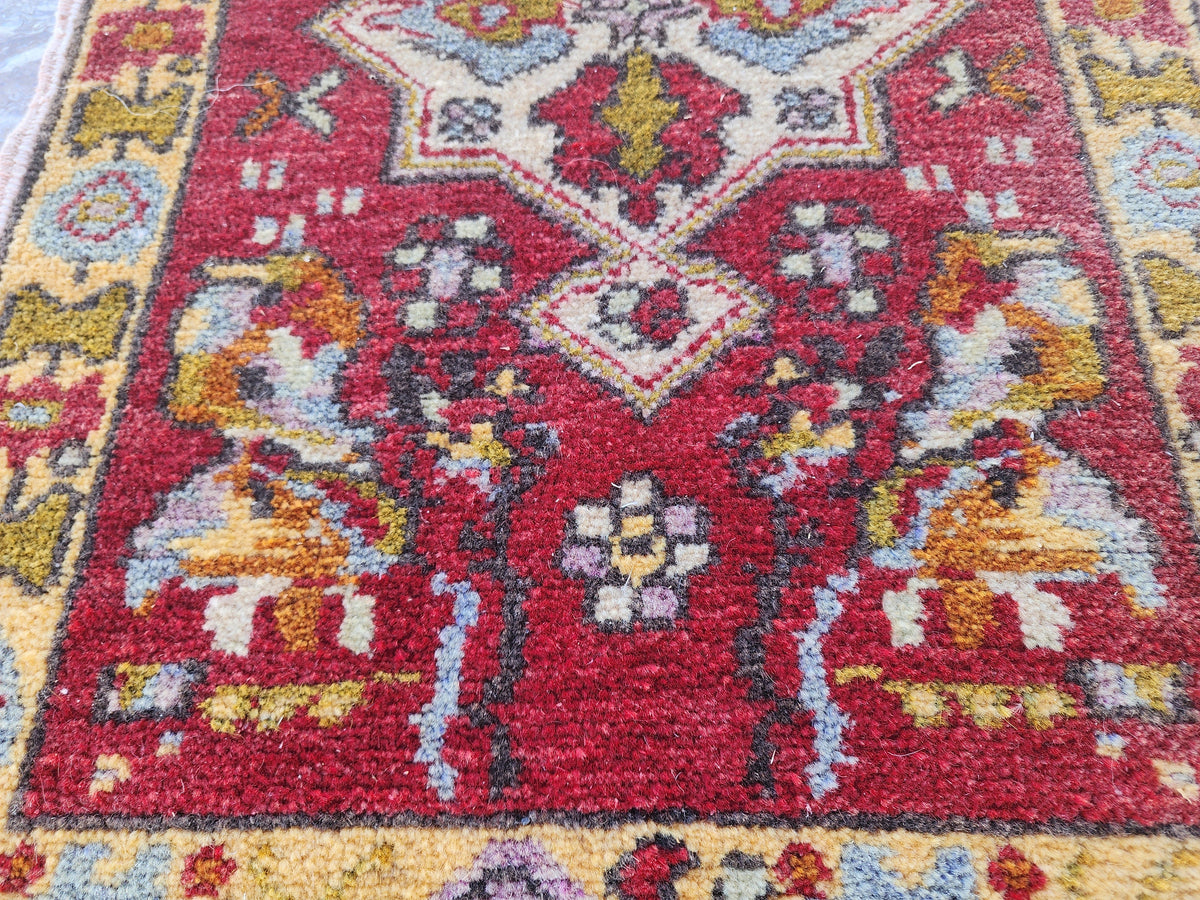 antique Oushak Wool Small Rug — pile detail