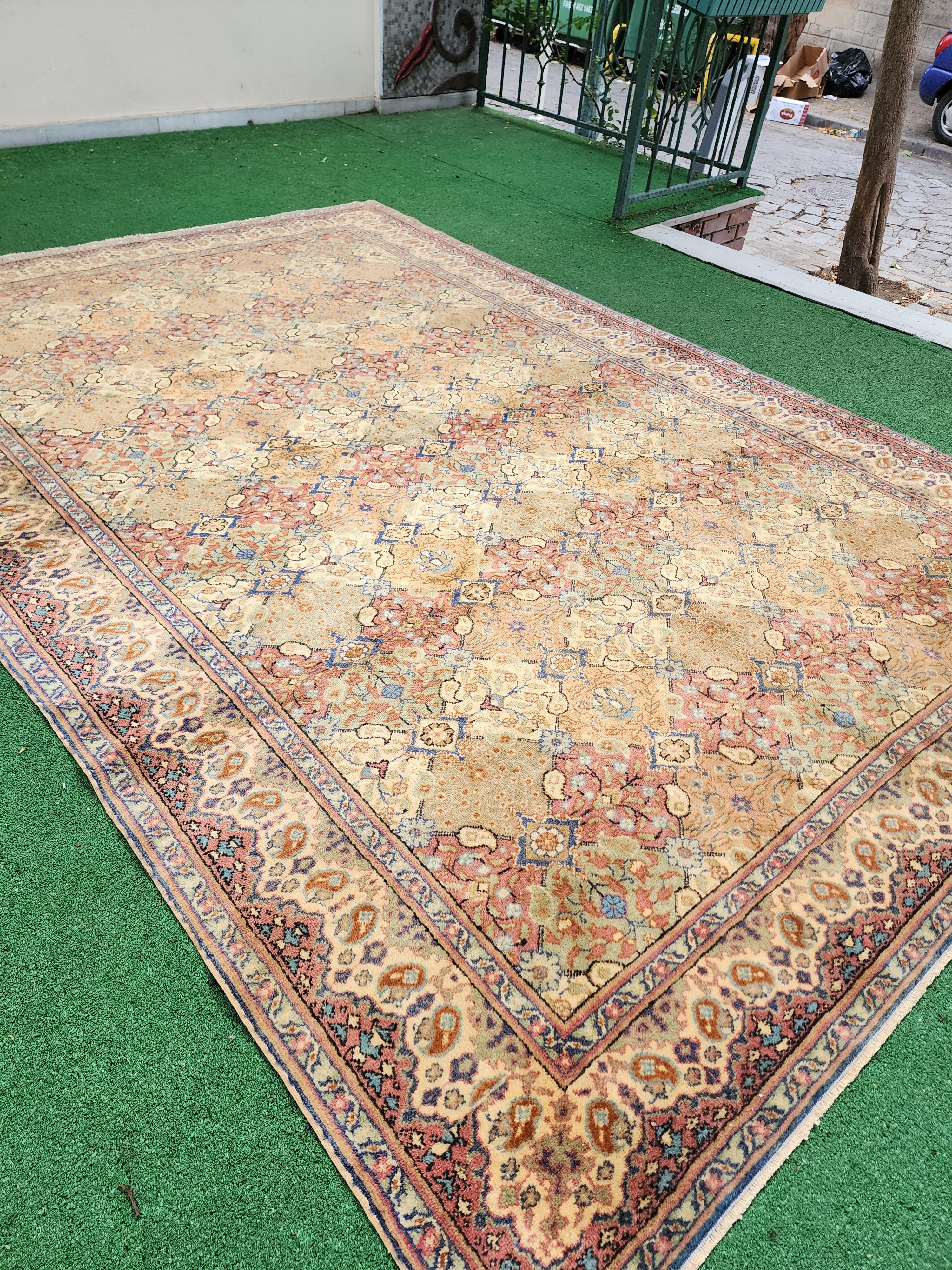 vintage Kayseri Wool Large Area Rug — back view